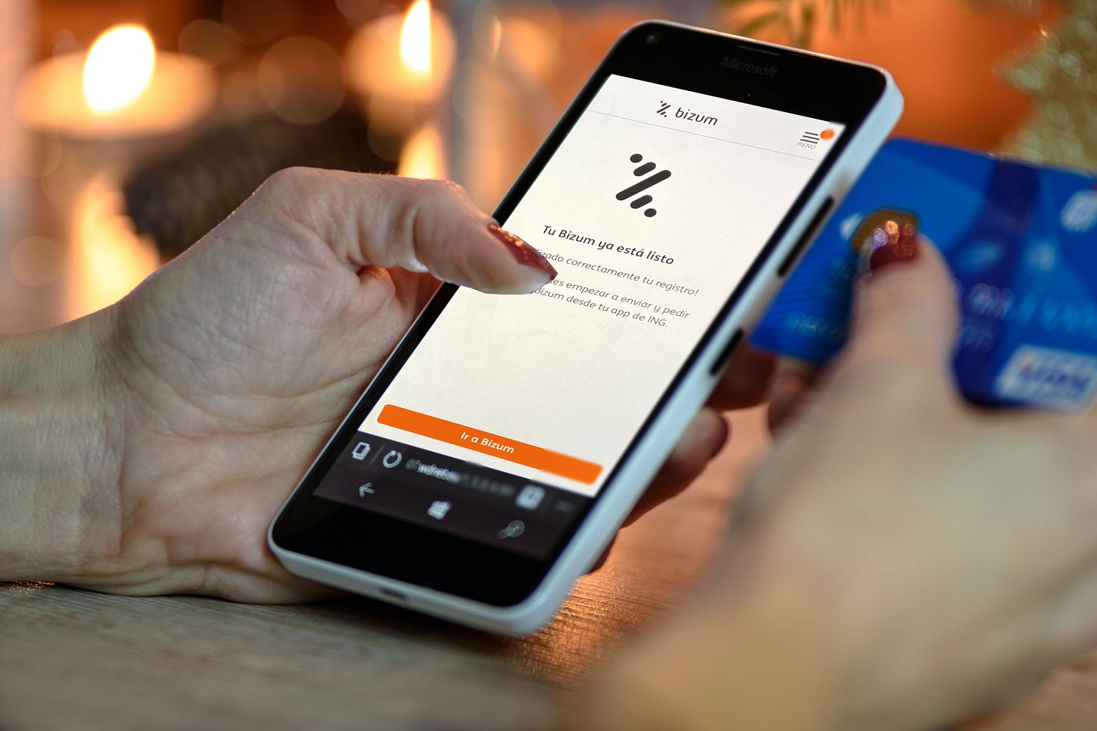 Uso de Bizum en el smartphone.