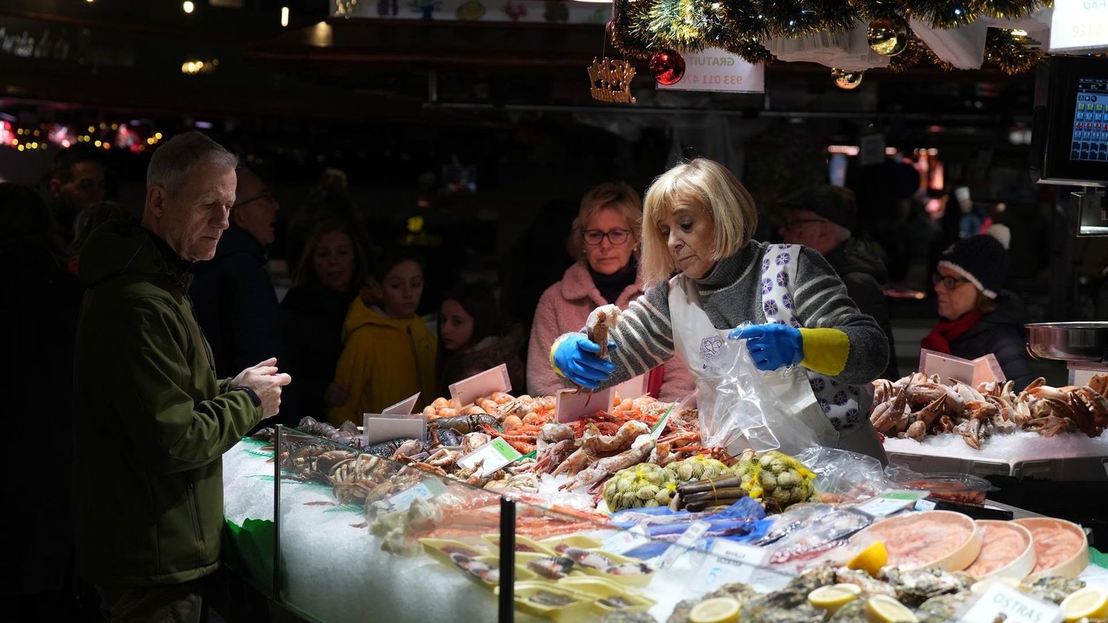 Compras en un mercado.