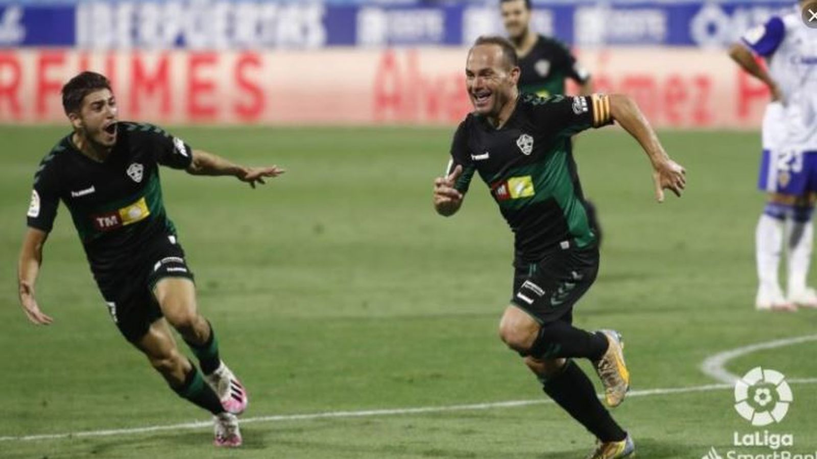 Nino celebra su gol en La Romareda.
