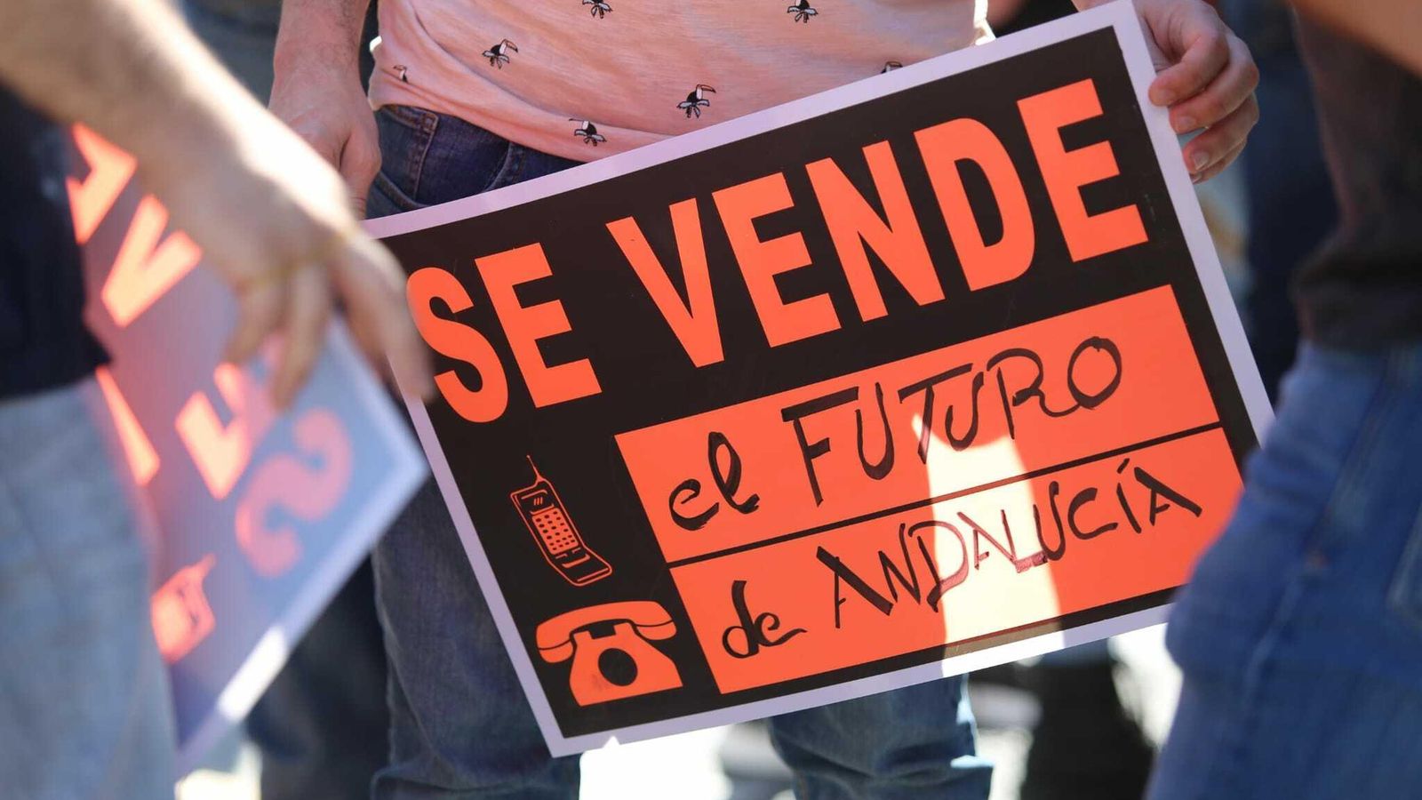 Una pancarta de las vista en la manifestación.