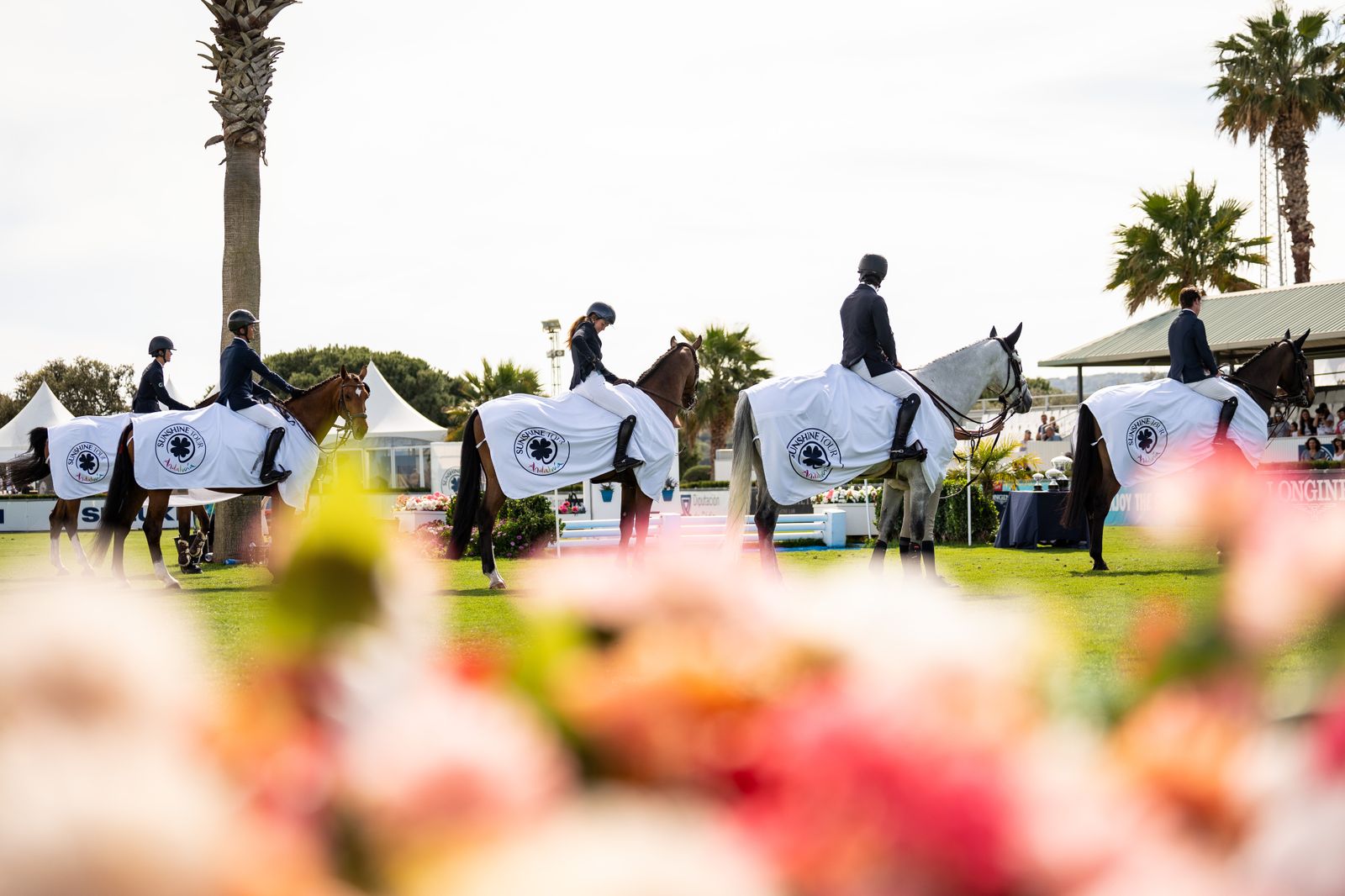 Jinetes y caballos en una prueba en Montenmedio.