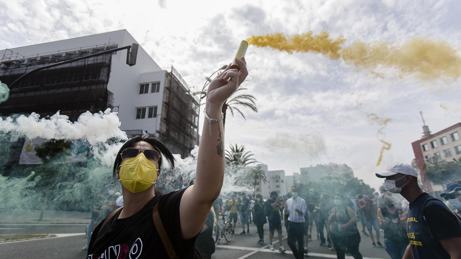 Manifestación contra el cierre de Airbus en Cádiz.