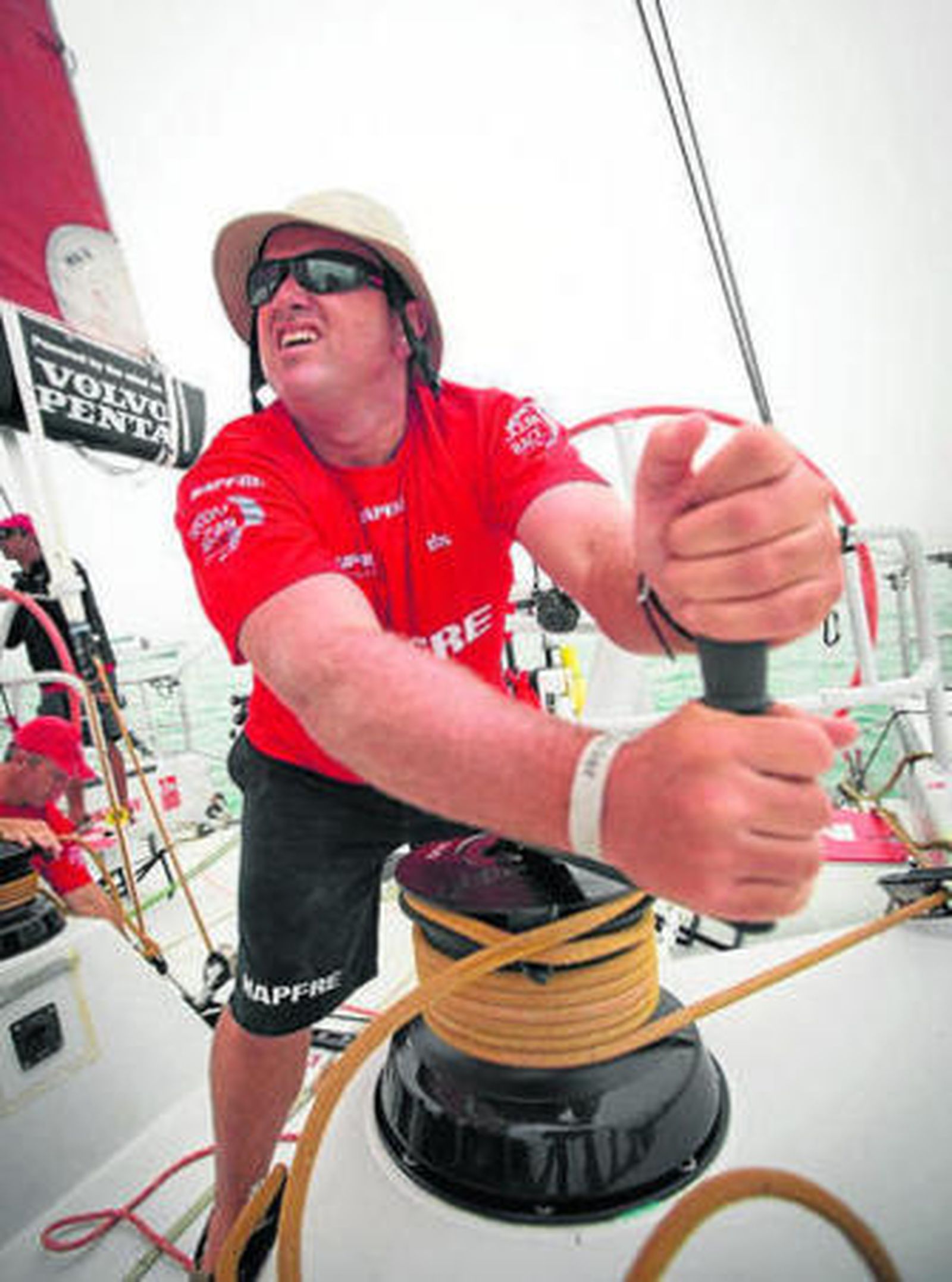 Rafa Trujillo, a bordo del 'Mapfre', el pasado mes de enero.