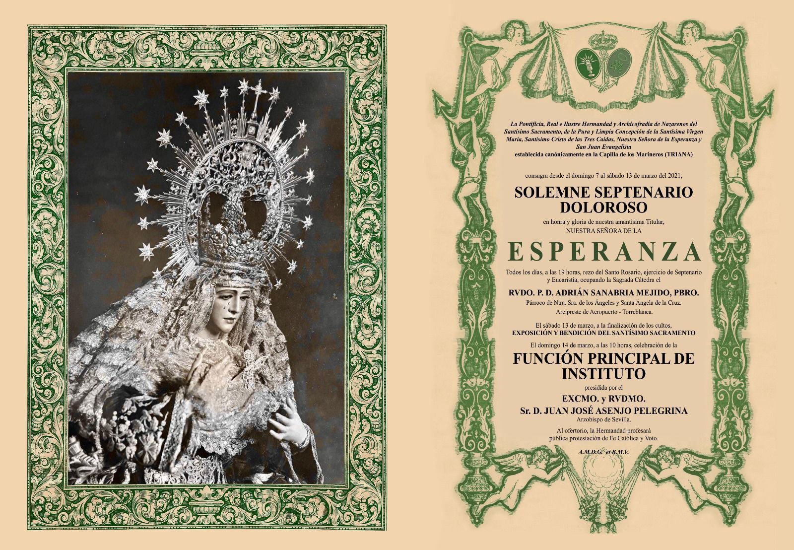 La Esperanza de Triana celebra el septenario en su capilla 49 años después.