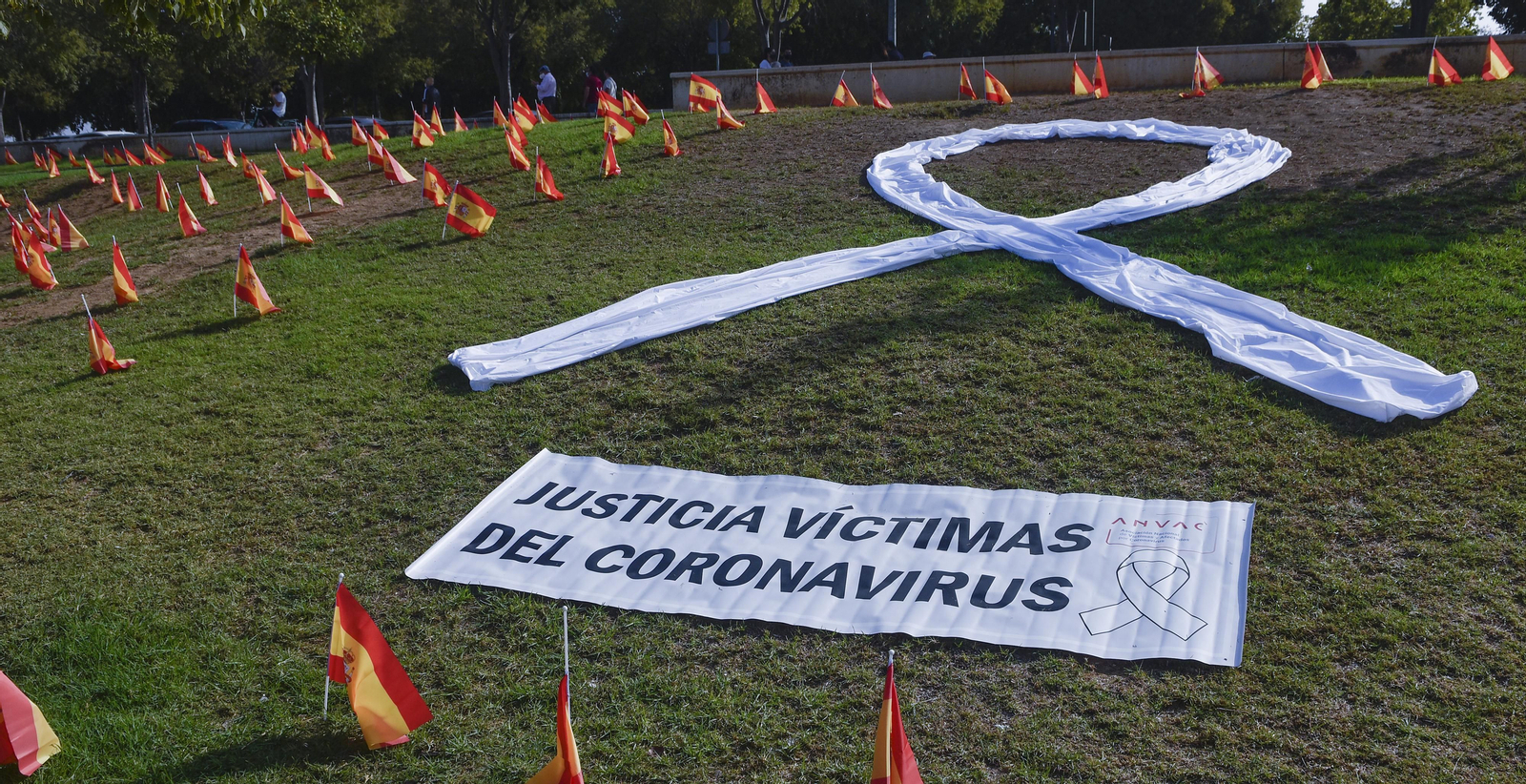 Víctimas del Coronavirus: 53.000 banderas de España junto al río