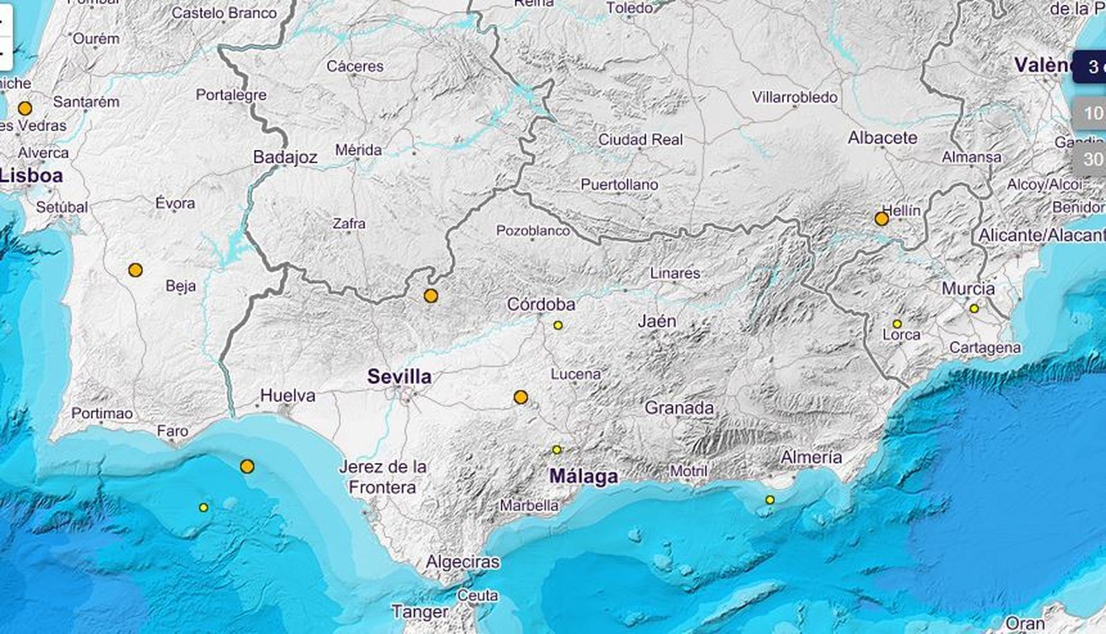 El Golfo de Cádiz registra tres terremotos en cinco horas