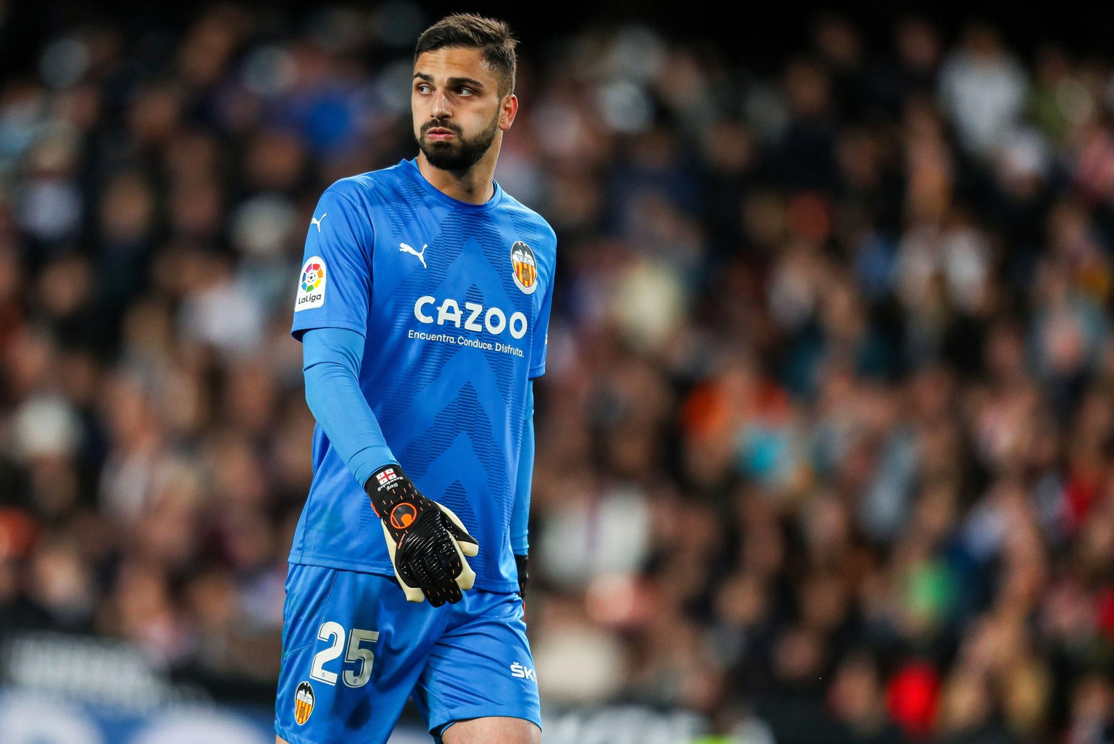 Mamardashvili, en un partido de esta temporada con el Valencia.