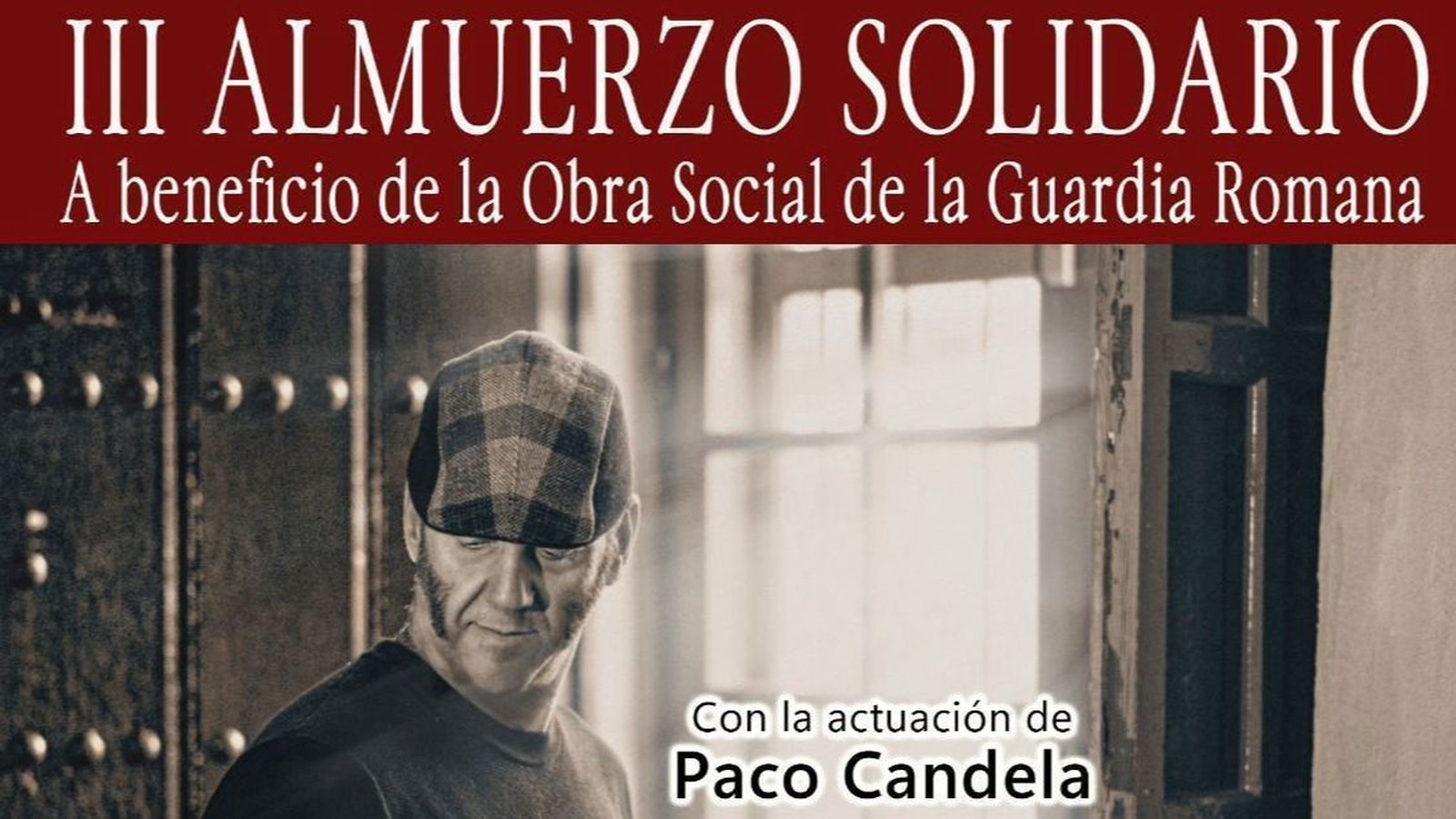 Fragmento del cartel anunciador del III Almuerzo Solidario a beneficio de la obra social de la Guardia Romana en Jerez.