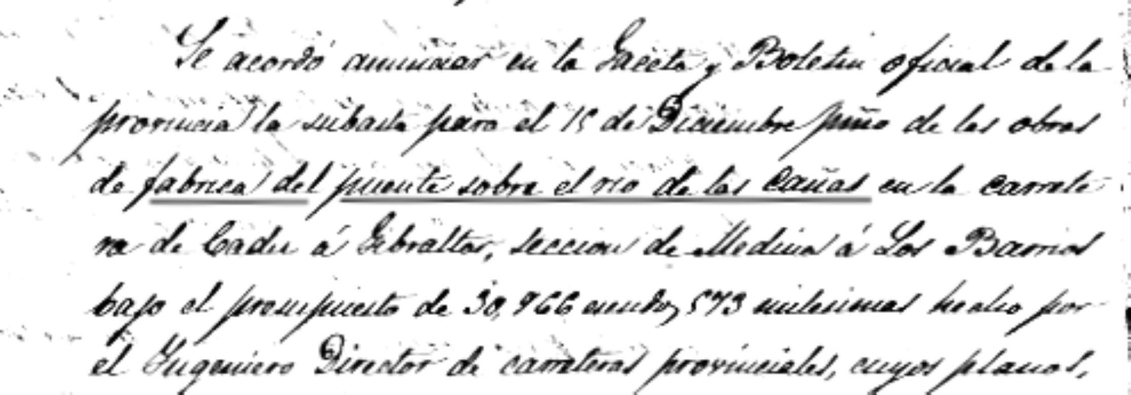 Extracto de la licitación del puente de hierro en el río de Las Cañas.