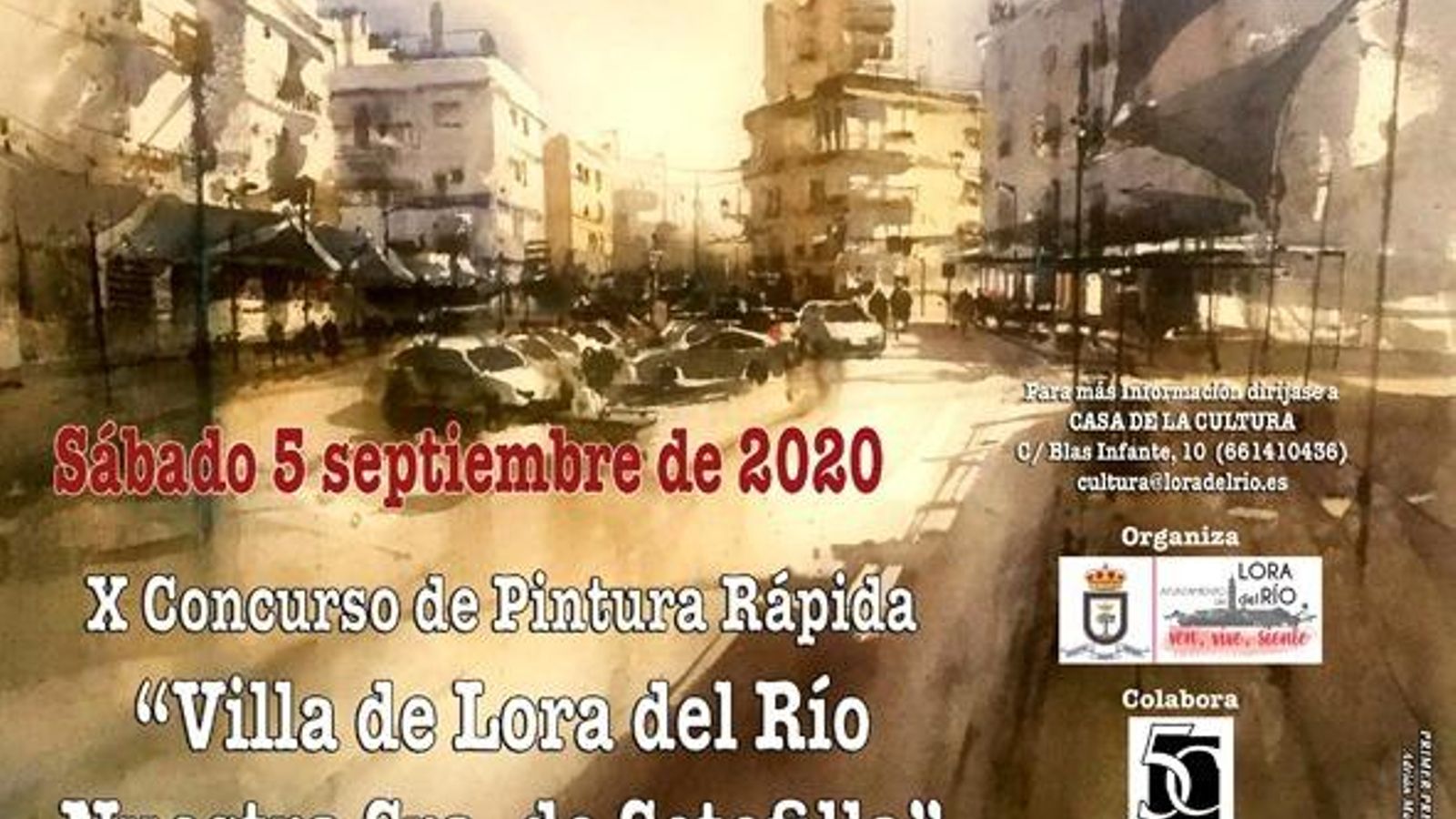 Cartel del X Concurso de Pintura Rápida Villa de Lora del Río-Ntra. Sra. de Setefilla.