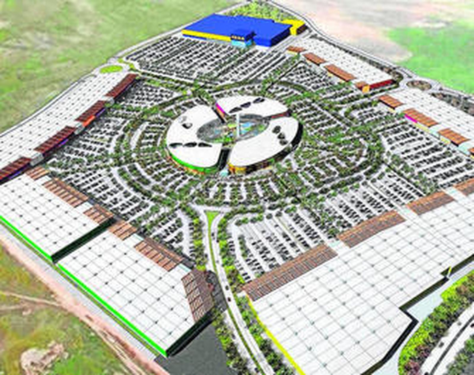 Proyecto de Ikea en Jerez, con la tienda, el parque comercial y un aparcamiento de 6.000 plazas.