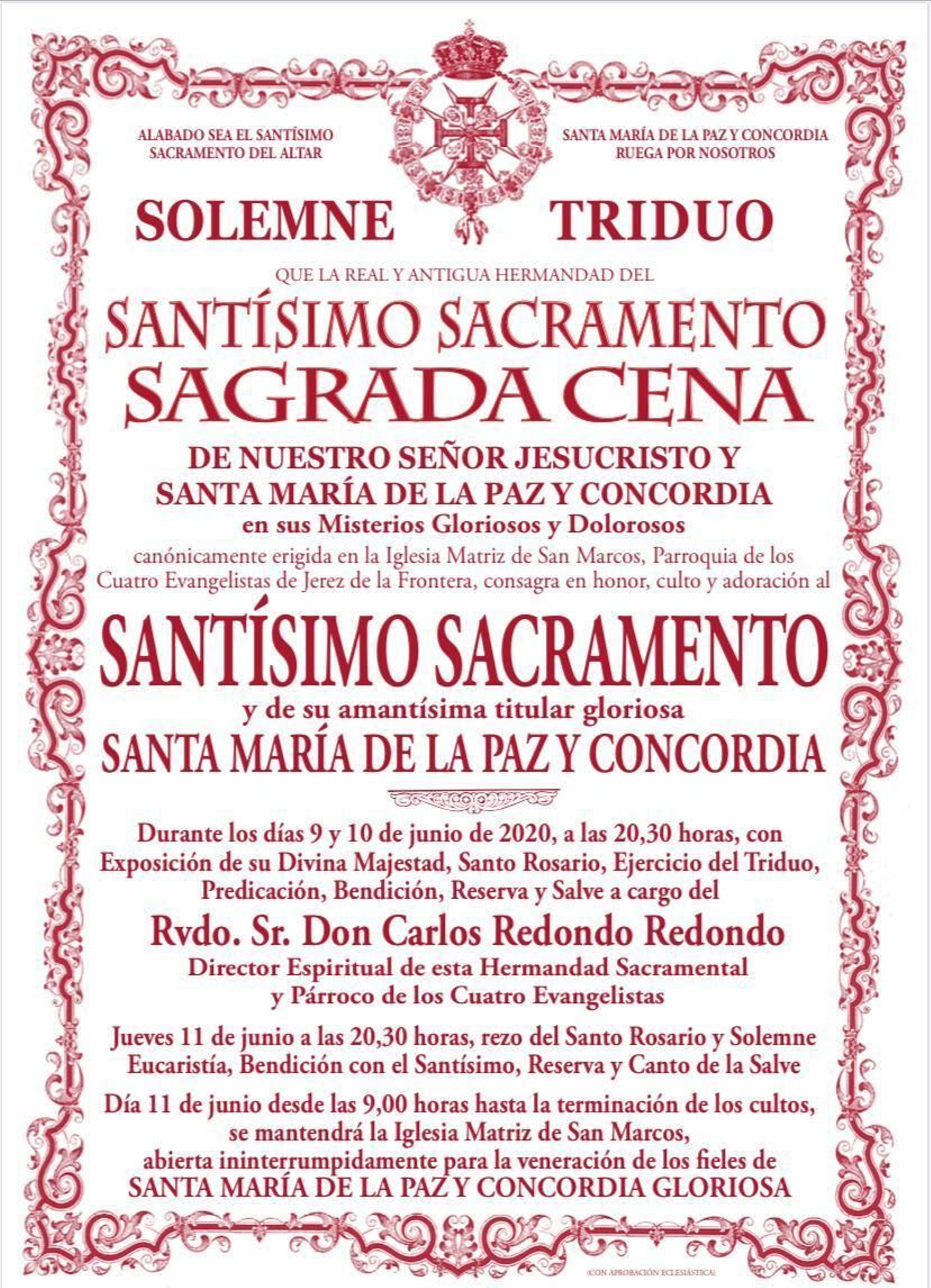 Convocatoria de la Sagrada Cena.