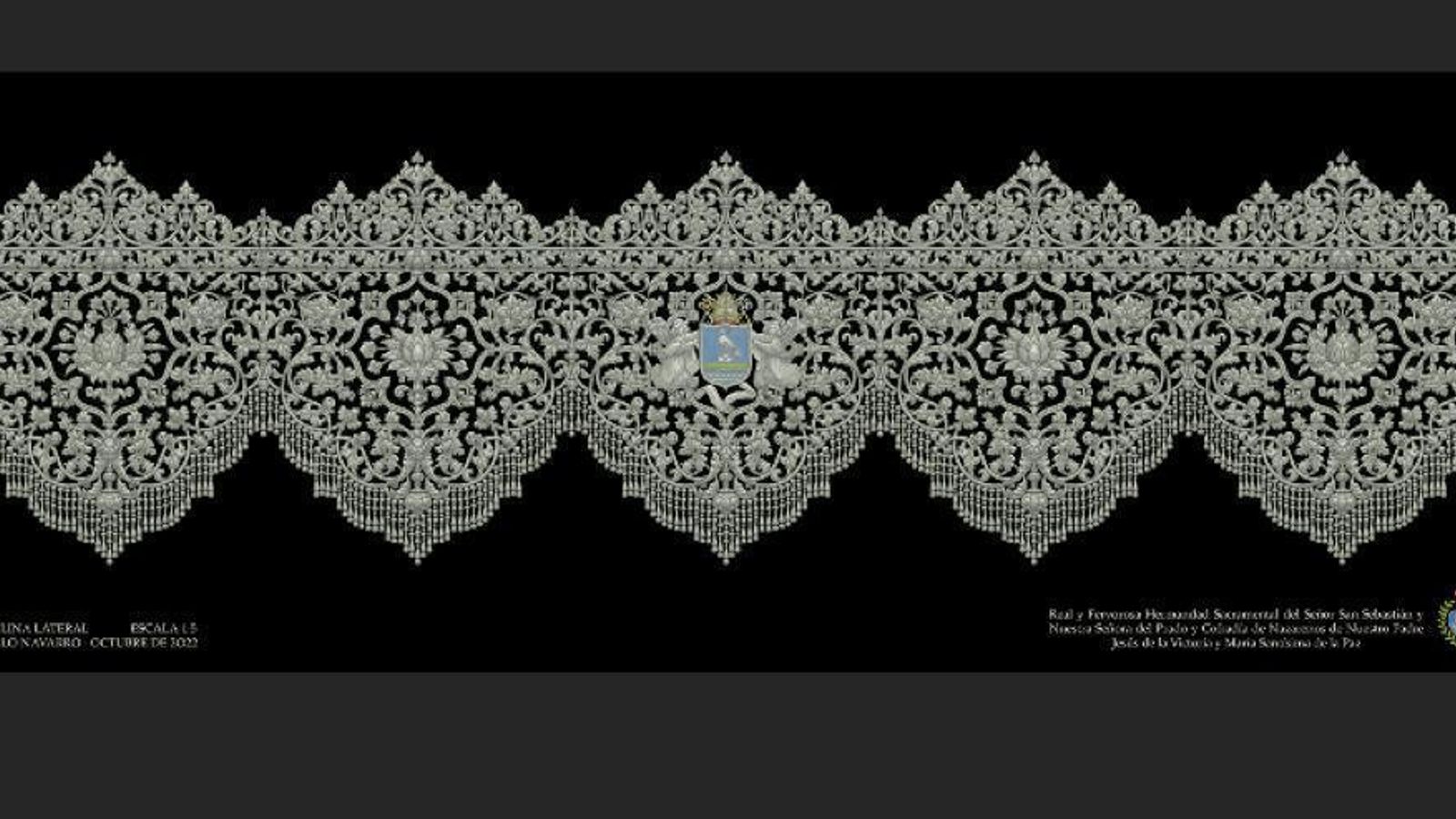 Bambalina lateral del nuevo palio para la Hermandad de la Paz