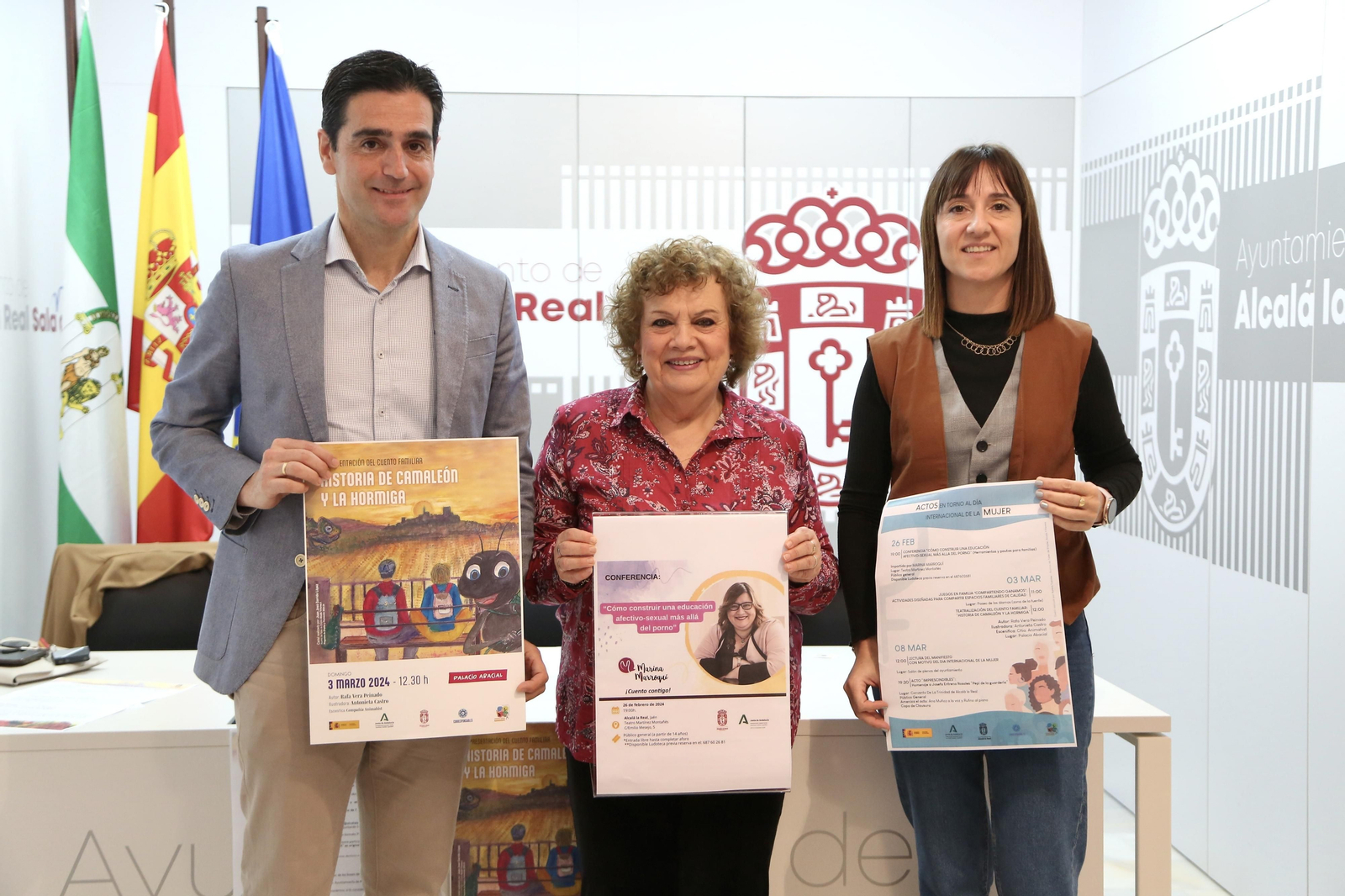 Marino Aguilera, Josefa Entrena y Dulce Medina.