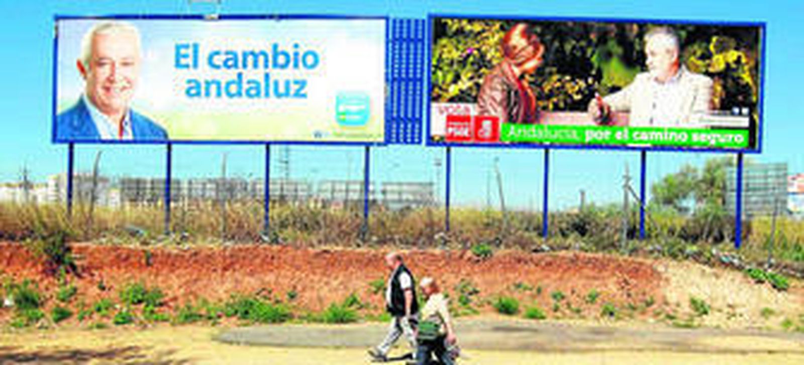 Carteles electorales de Javier Arenas y José Antonio Griñán.