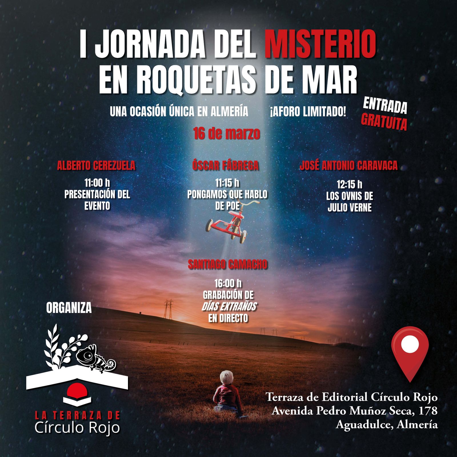 Cartel de la I Jornada del Misterio de Roquetas.