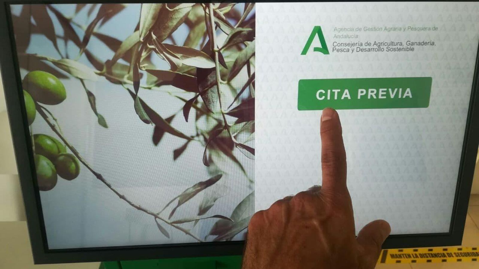 Pantalla para obtener cita previa en una OCA.