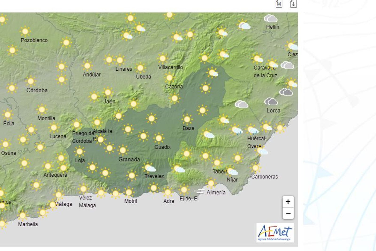 El Tiempo en Granada el 1 de julio de 2024