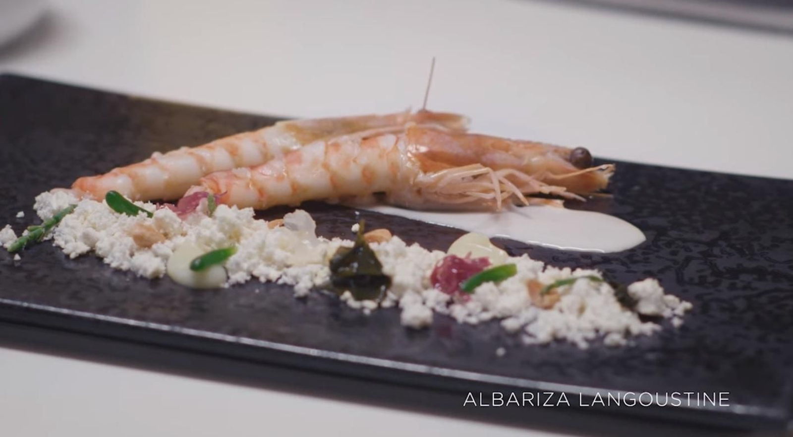 Langostino al vapor de manzanilla