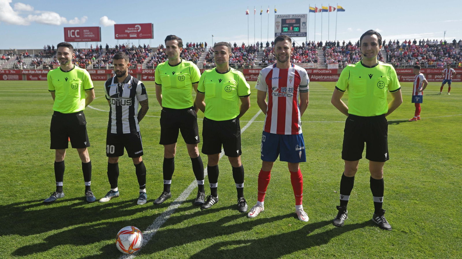 El cuarteto arbitral del último Algeciras-Balona.