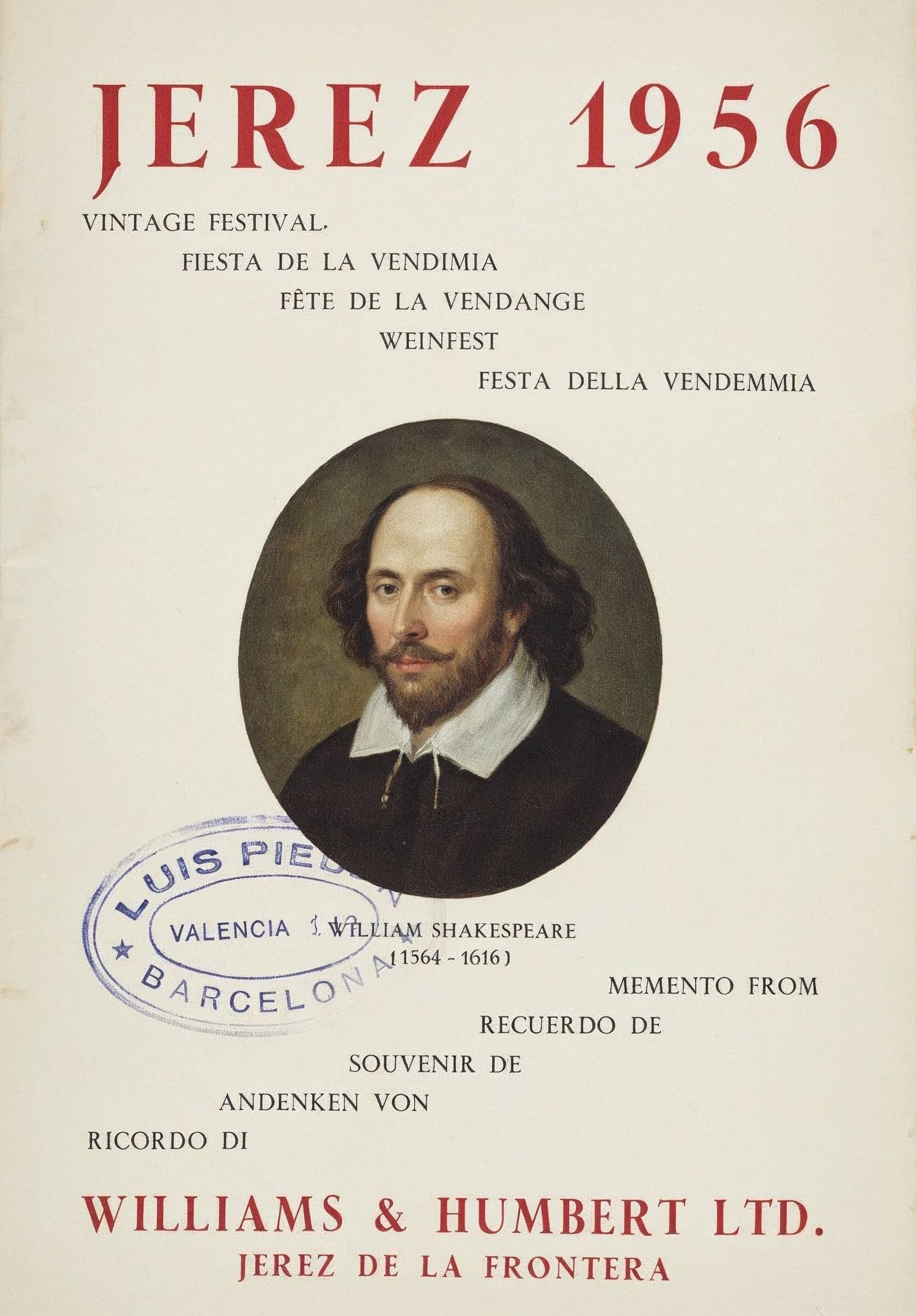 Tarjeta del homenaje a William Shakespeare, 1956.