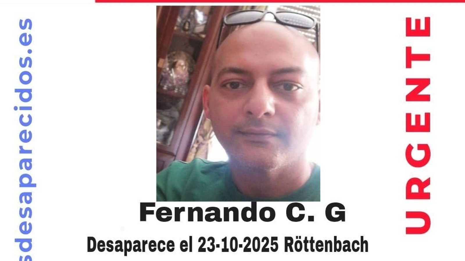 Cartel de SOS Desaparecidos con la imagen de Fernando C. G.