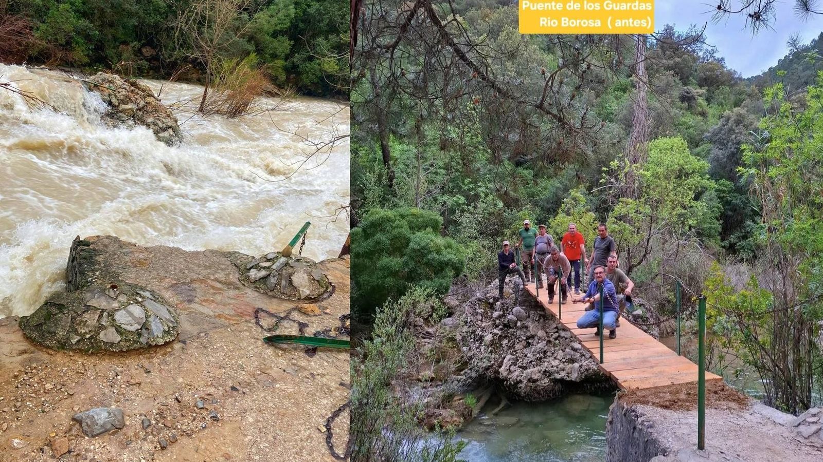 Imagen comparativa del estado actual del Puente de los Guardas.