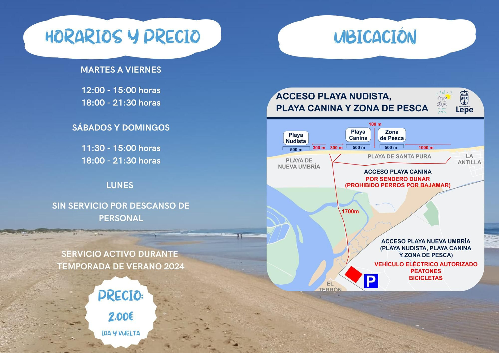 Cartel informativo del servicio de verano.
