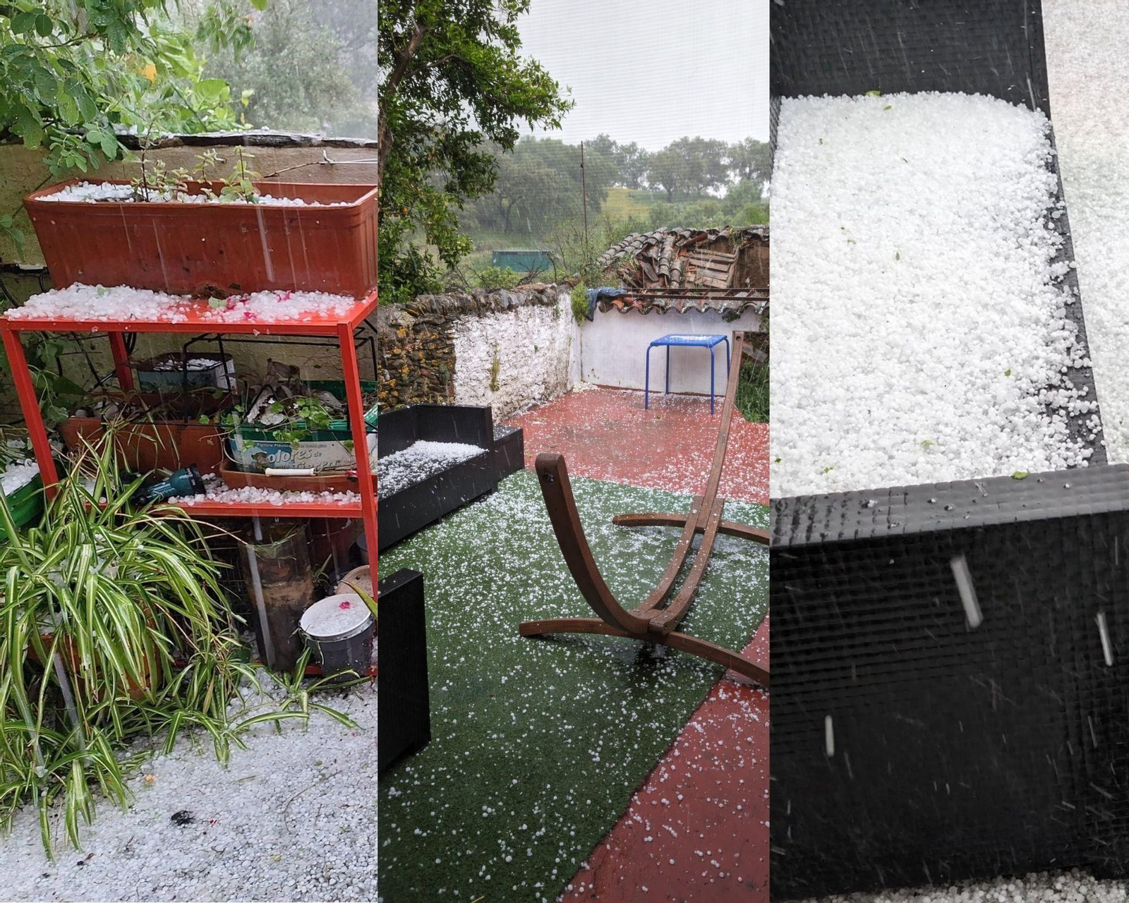 Imágenes de usuarios de X, @polarharen y @VGJ9, sobre la tormenta de granizo.