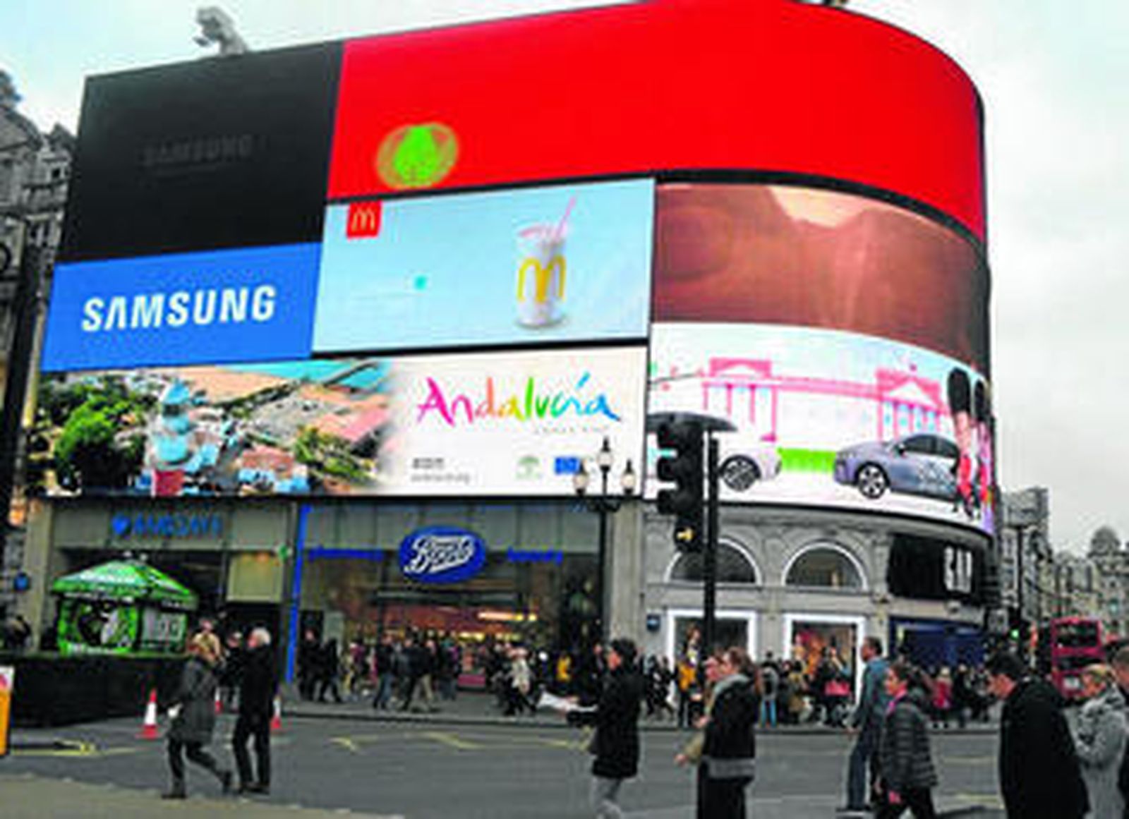 Uno de los carteles de Andalucía en Picadilly Circus.