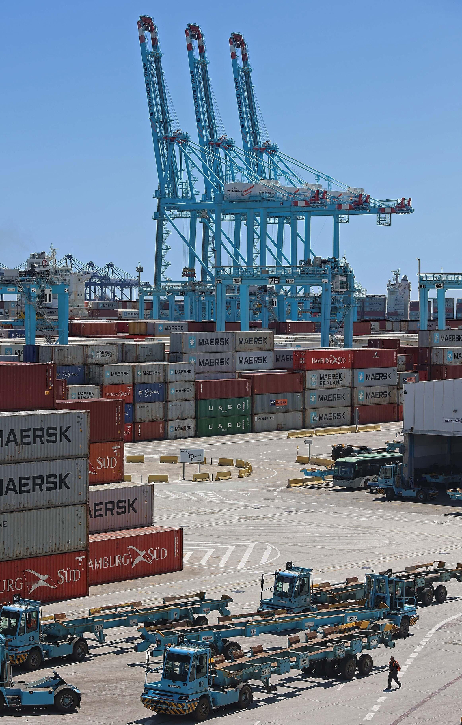 Imágenes de la protesta de la estiba por el sistema ETS en el puerto de Algeciras