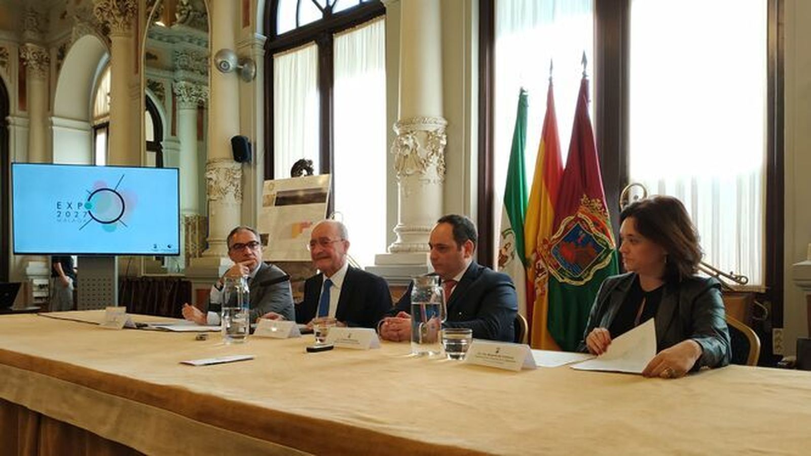 Bendodo, De la Torre, Kerkentzes y Del Cid, en rueda de prensa el pasado mes de enero.