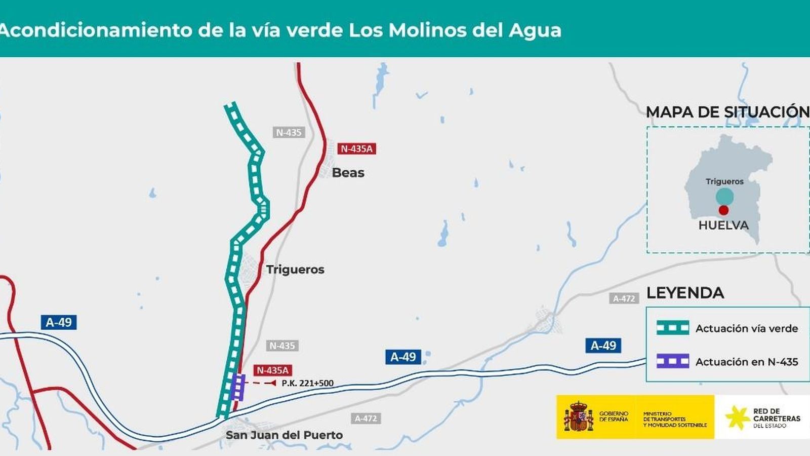 Plano del acondicionamiento de la vía verde 'Los Molinos del Agua'.