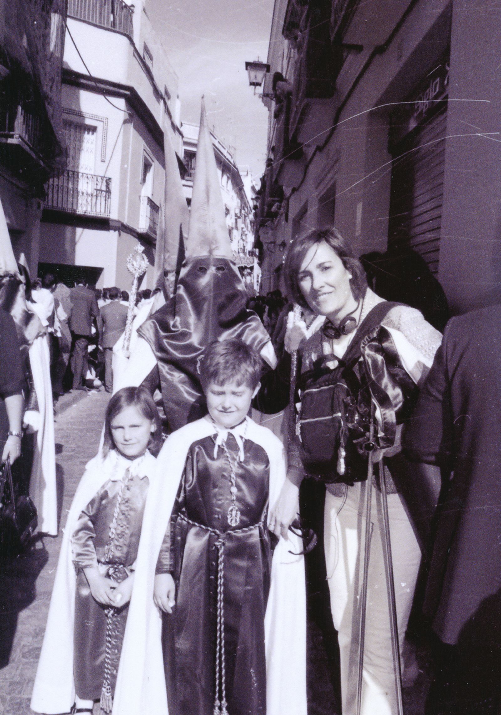 Con sus hijos pequeños, Manuel y Sofía, en la Hiniesta.