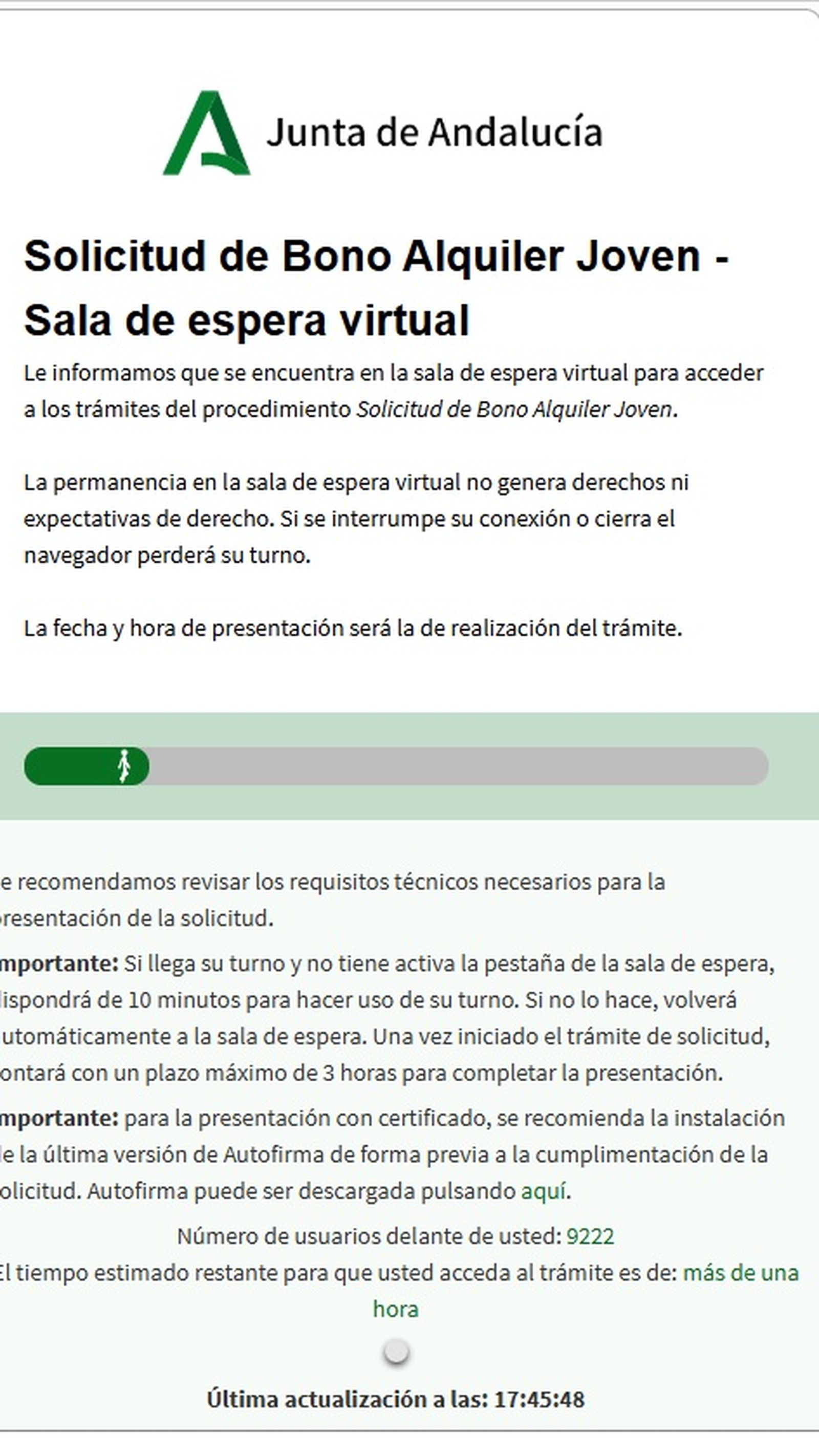 Captura de imagen de la aplicación habilitada desde la Consejería de Fomento