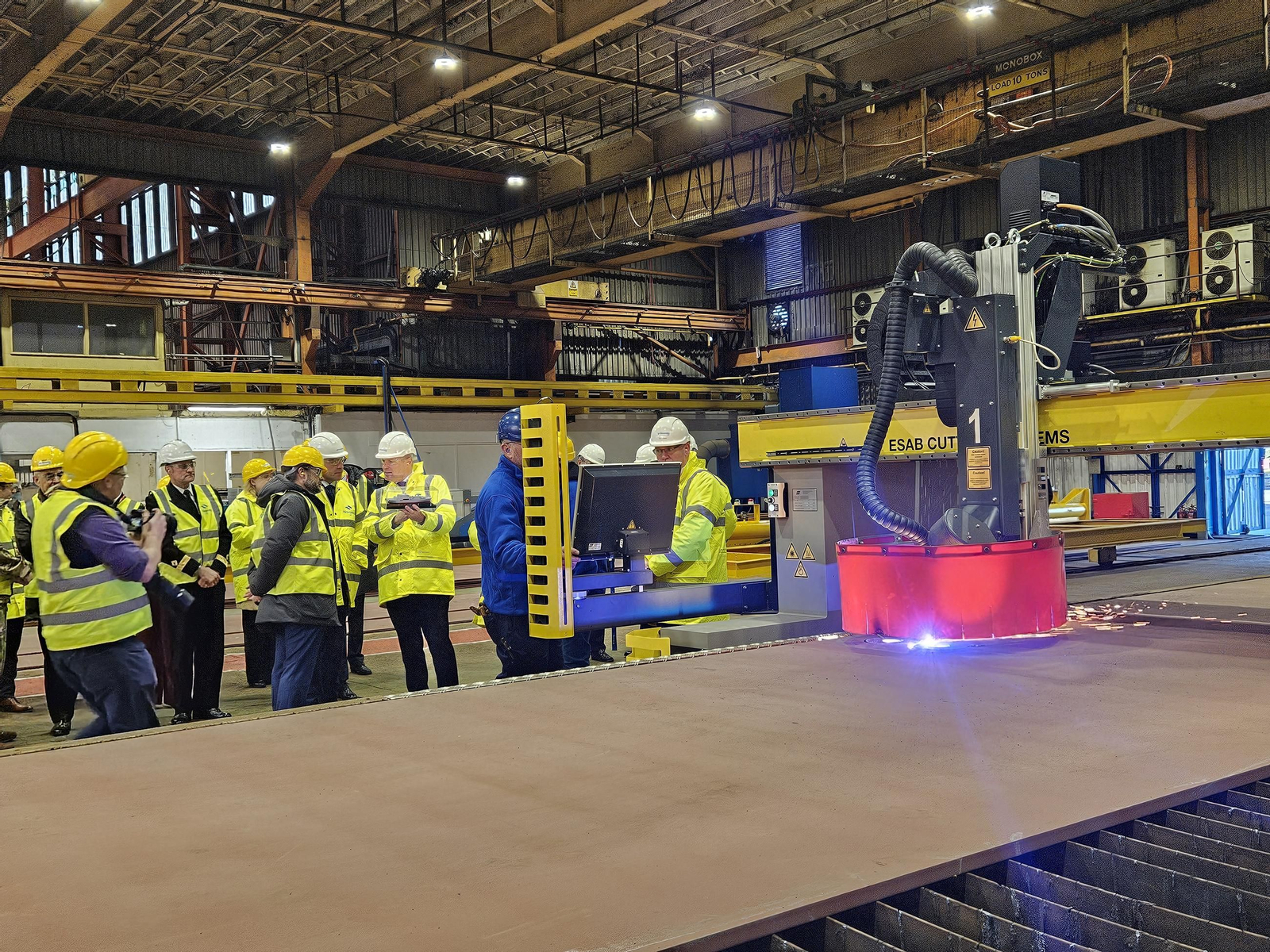 Corte de chapa en Appledore del primer buque FSS que Navantia construye para Reino Unido.
