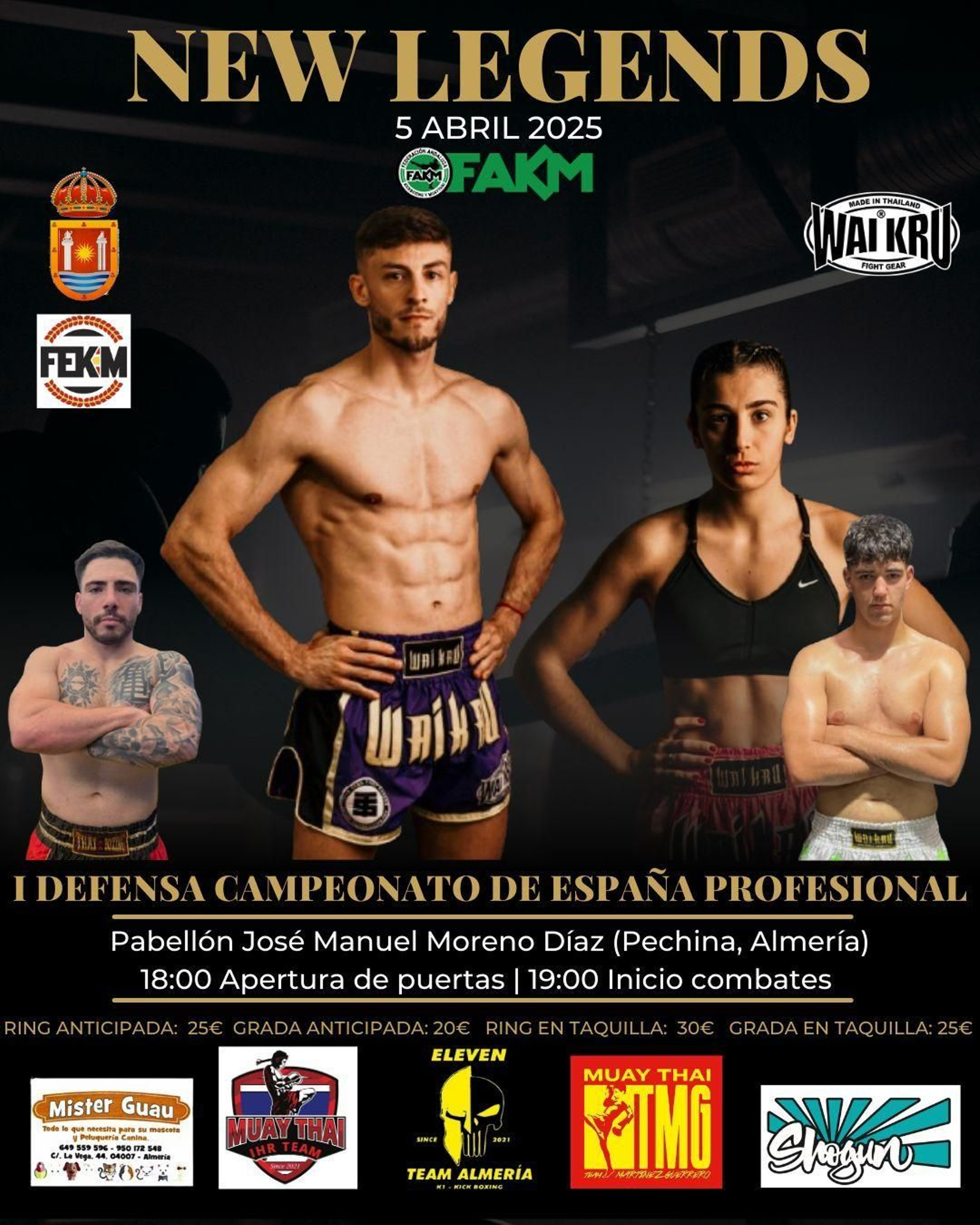 Cartel de la velada que tendrá como broche la defensa del título de campeón de España por parte del almeriense Alejandro Robles.