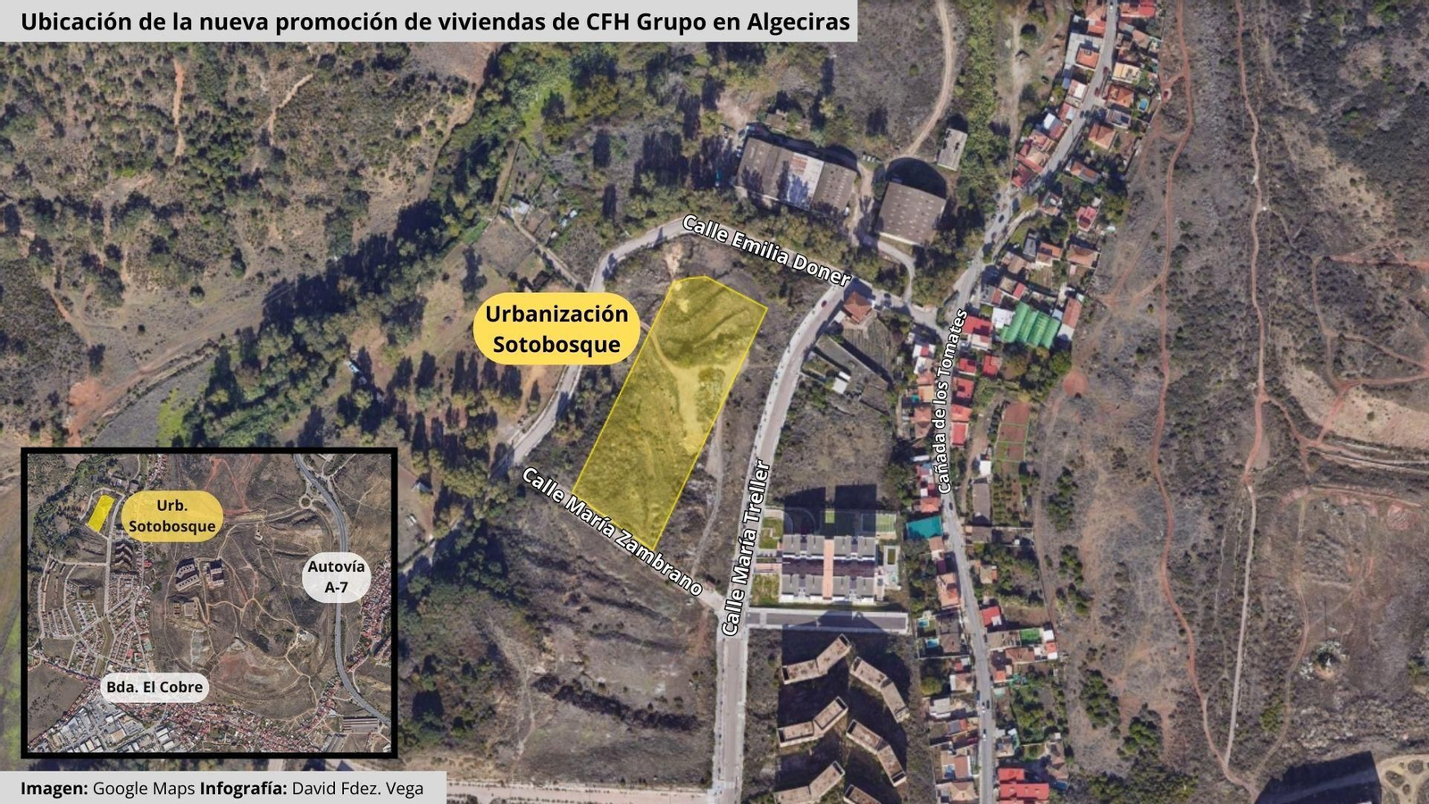 Infografía de la ubicación de la nueva promoción de viviendas de CFH en Algeciras