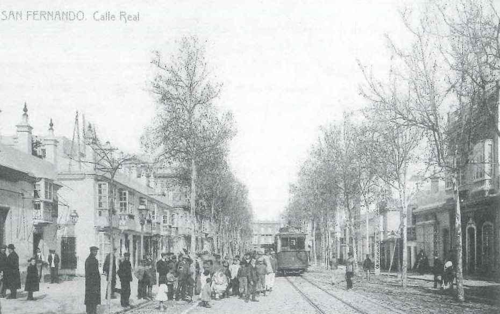 Paso del tranvía por la calle Real de San Fernando.