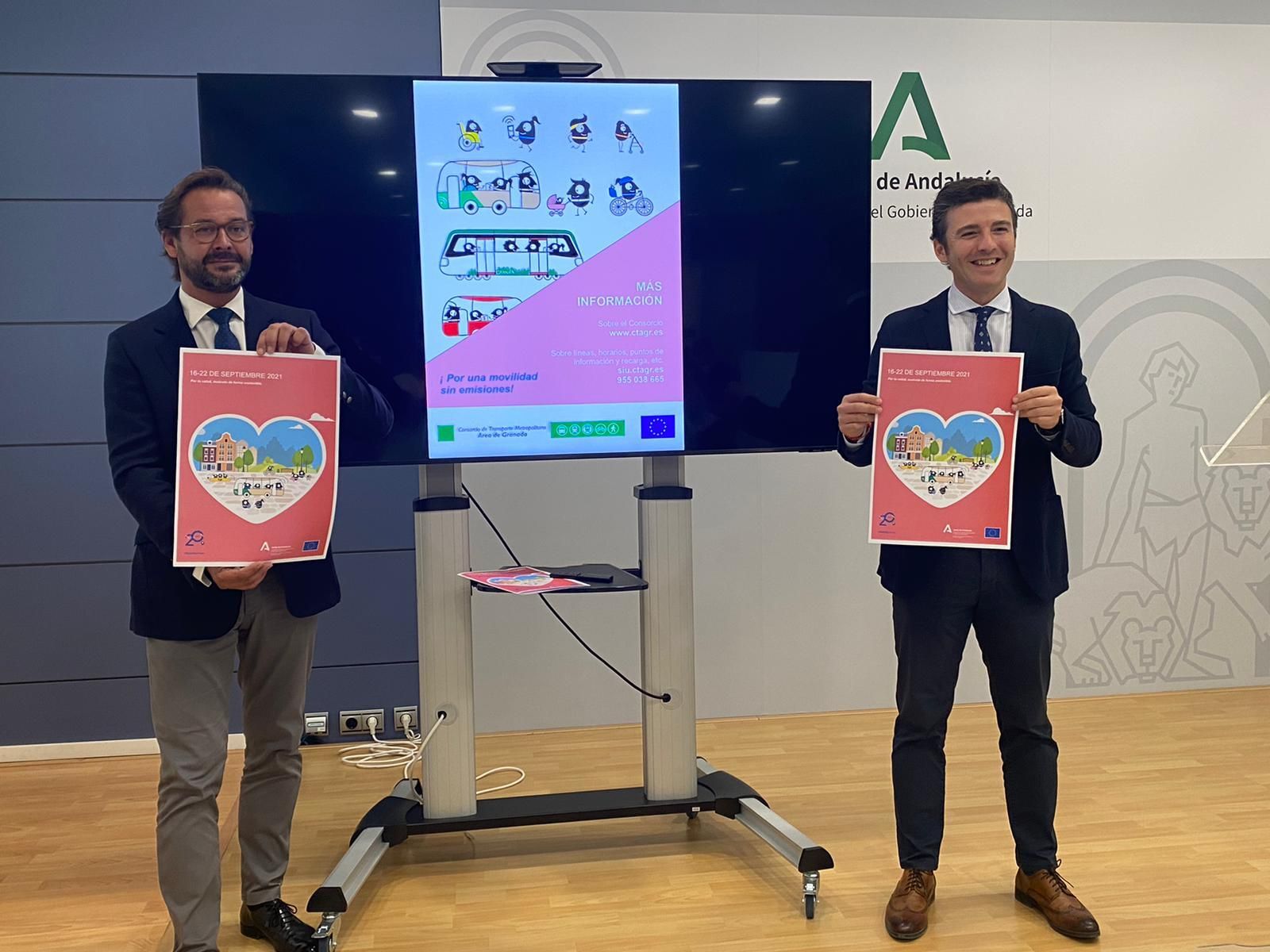 Antonio Granados y Jorge Saavedra, en la presentación de la Semana de la Movilidad.