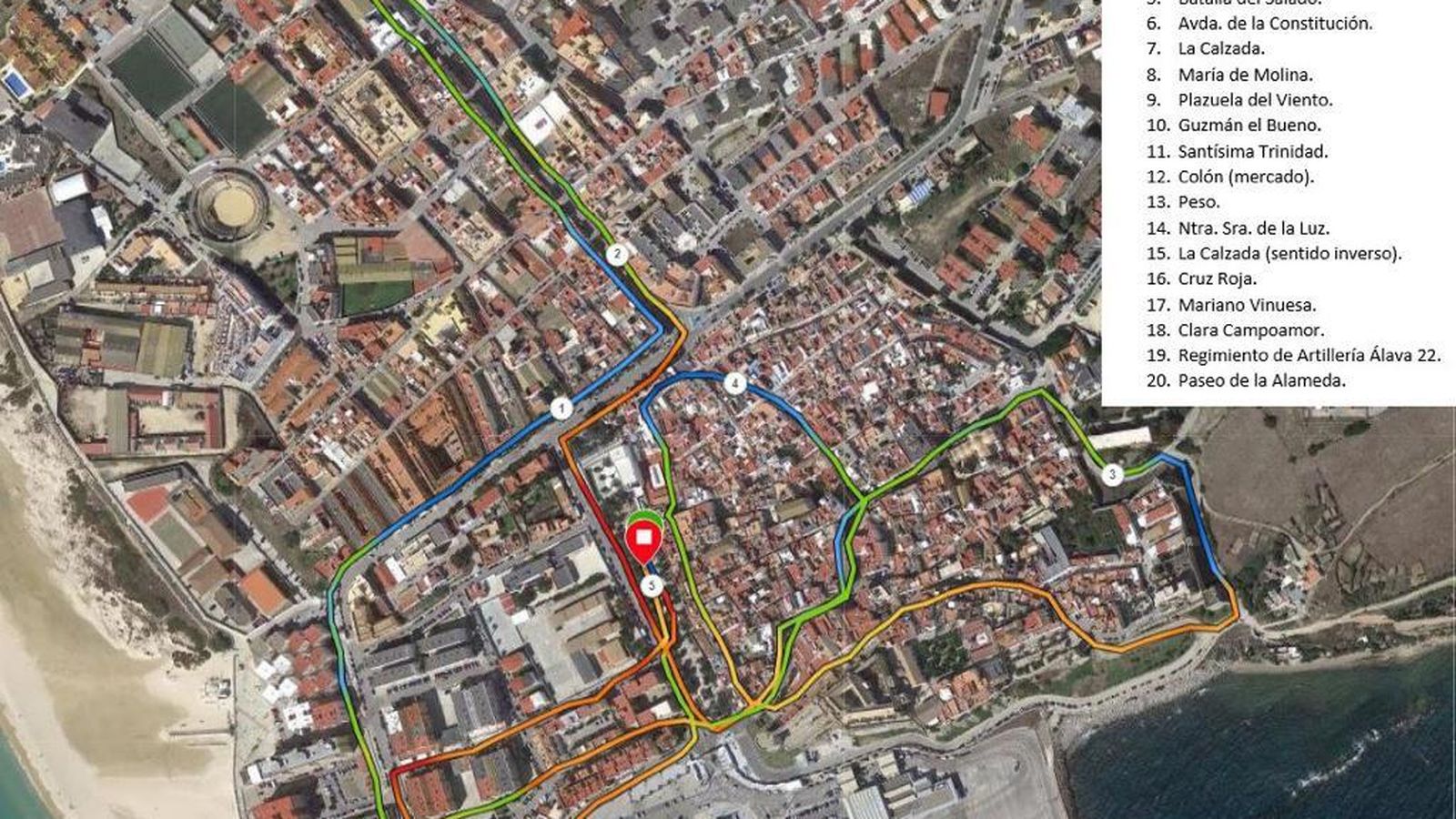 Recorrido de la I San Silvestre de Tarifa.