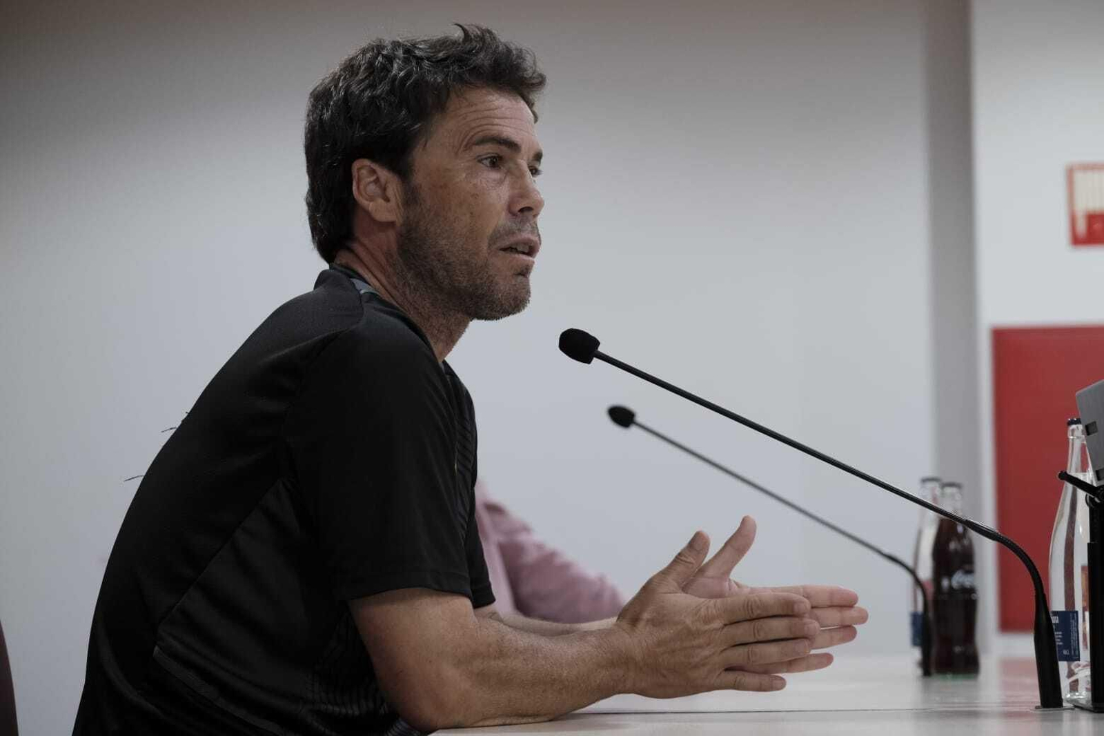 Rubi en la comparecencia de prensa para hablar sobre la visita del Leganés