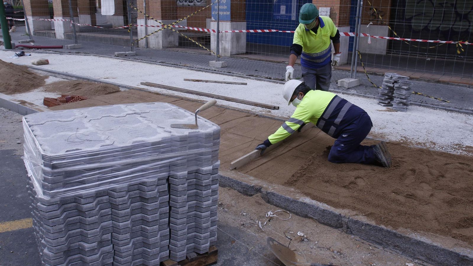 Trabajadores de la construcción durante el estado de alarma