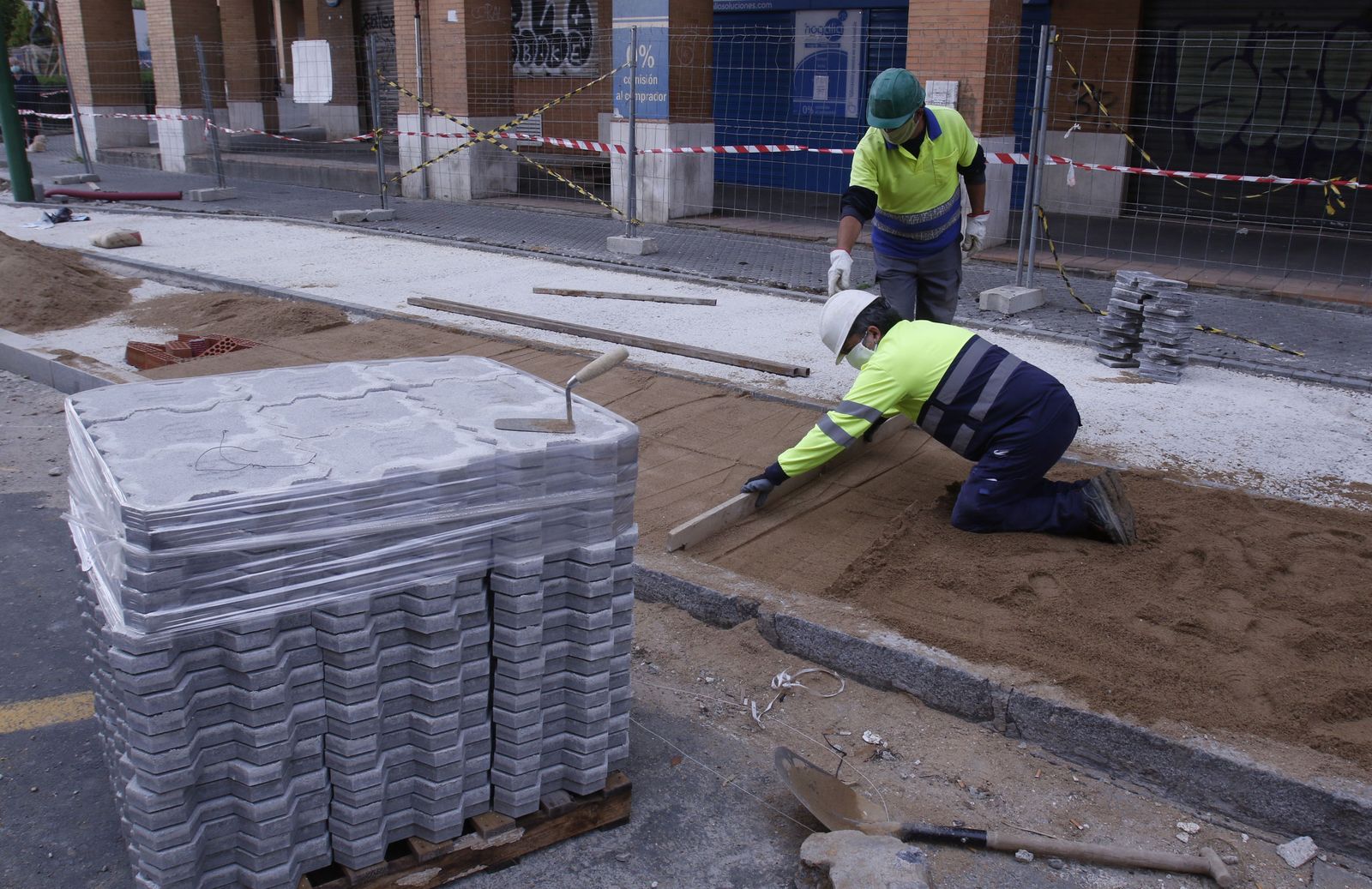 Trabajadores de la construcción durante el estado de alarma