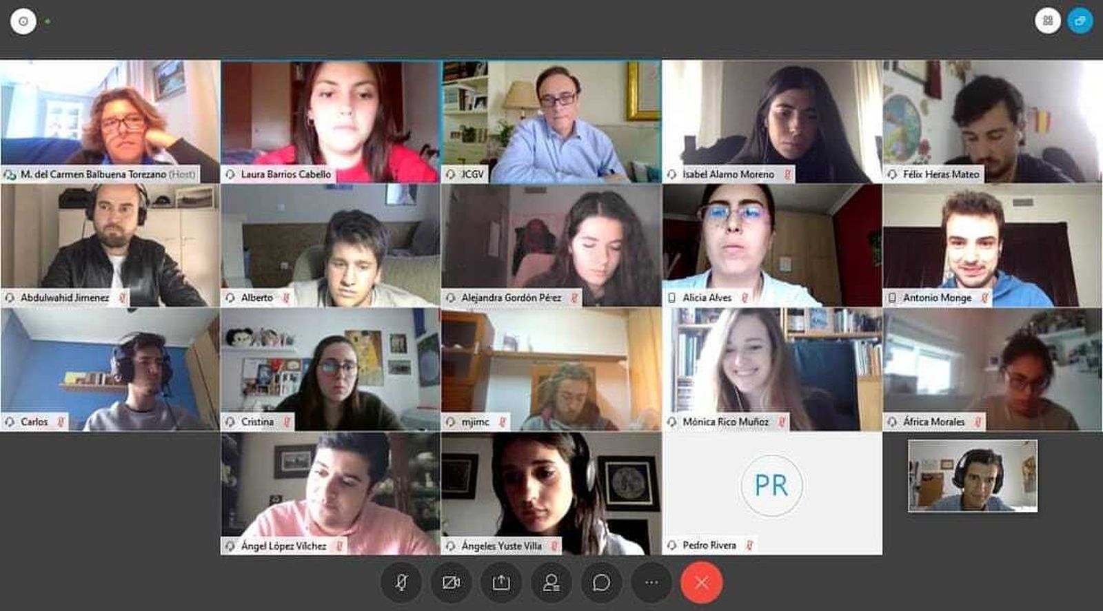 Un momento del encuentro telemático celebrado entre los consejos de estudiantes de la UCO.