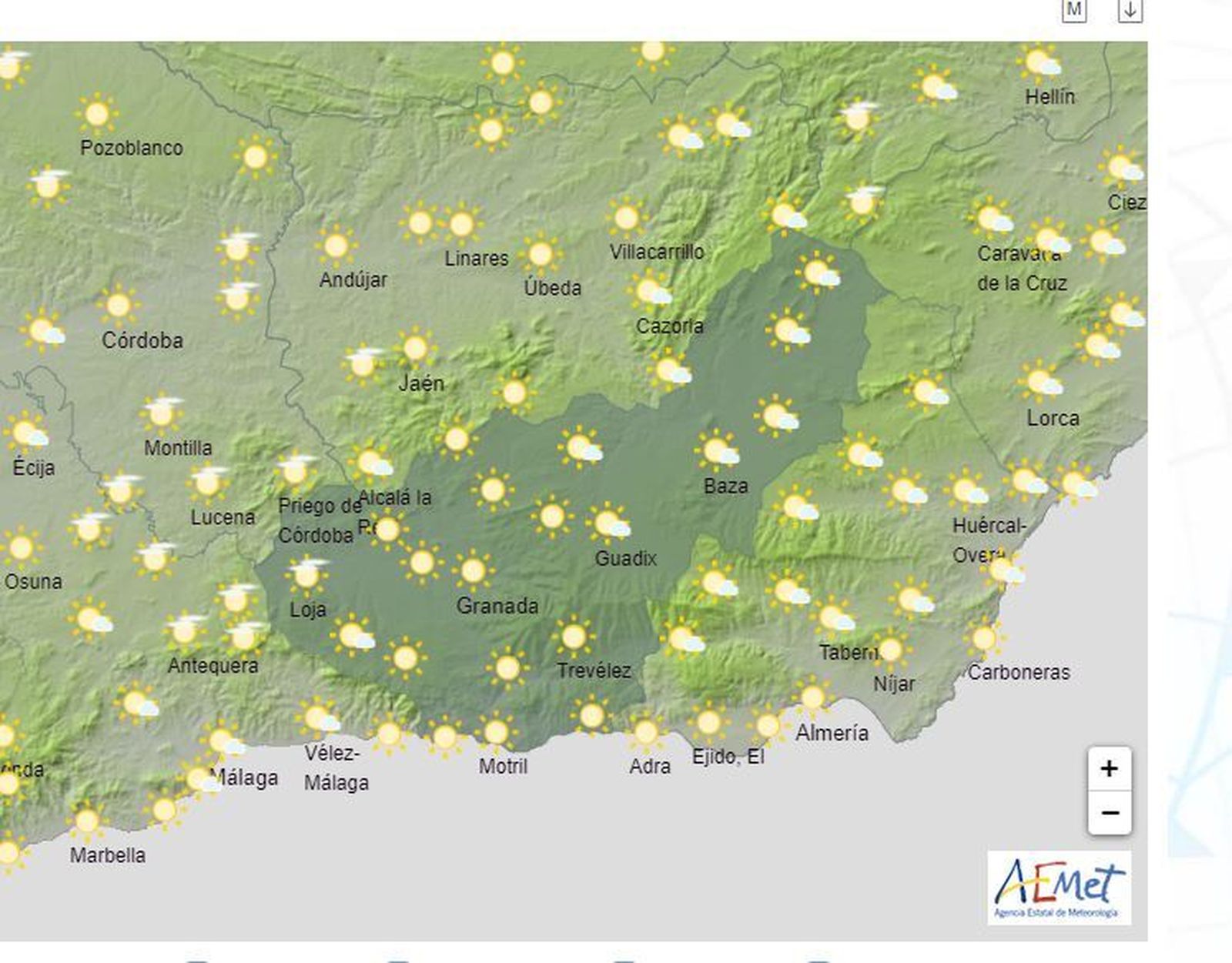 El Tiempo en Granada el 10 de abril de 2024