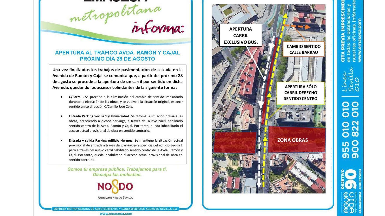 Un carril exclusivo para los autobuses y el otro carril en dirección al centro para el tráfico
