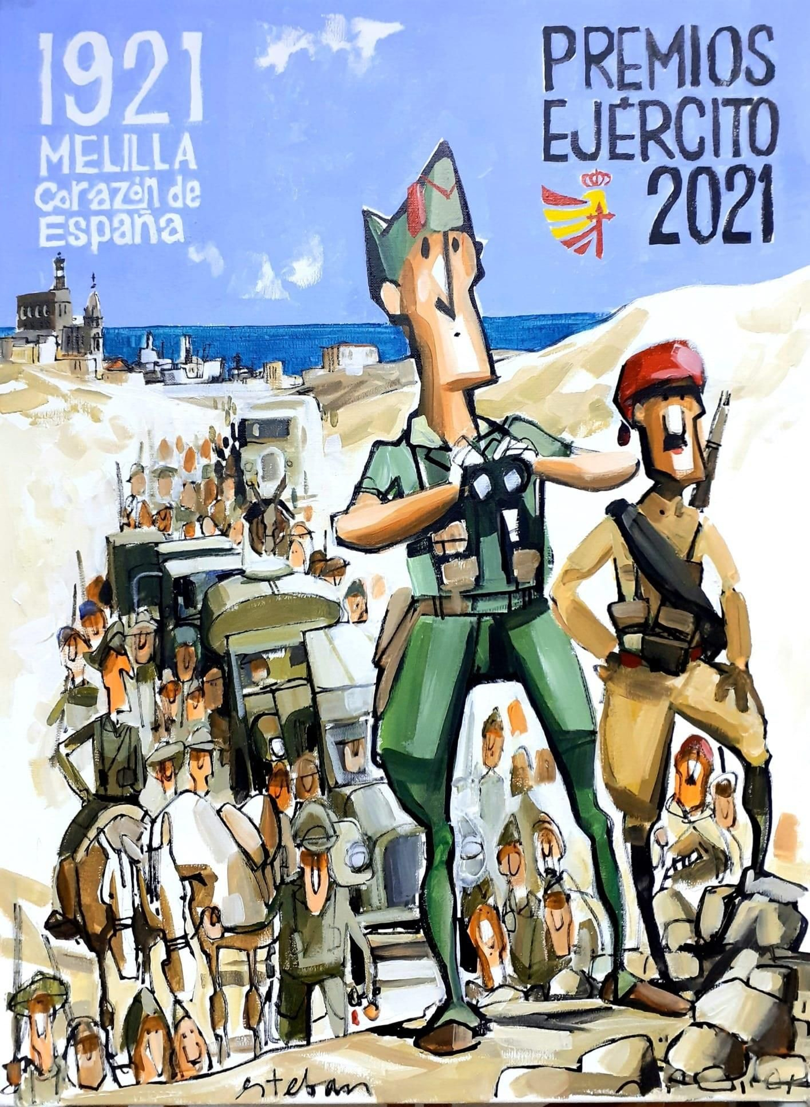 Viñeta de Esteban para el Cartel de los Premios del Ejército 2021.