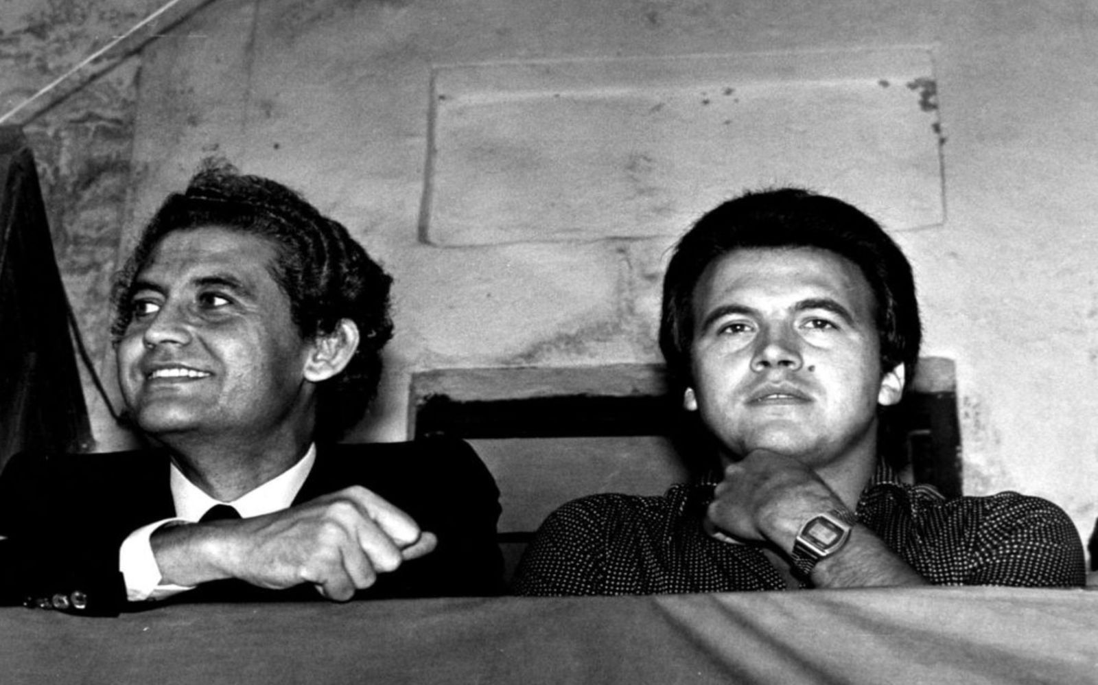 Rafael Escuredo, primer presidente de la Junta de Andalucía, junto a Pedro Pacheco.