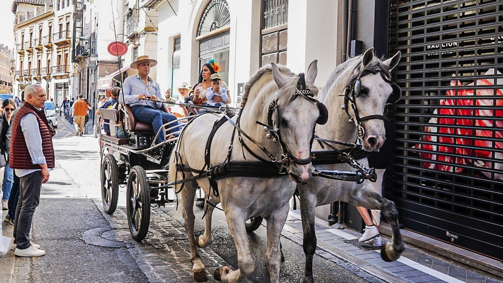Un carro de caballos durante las Cruces